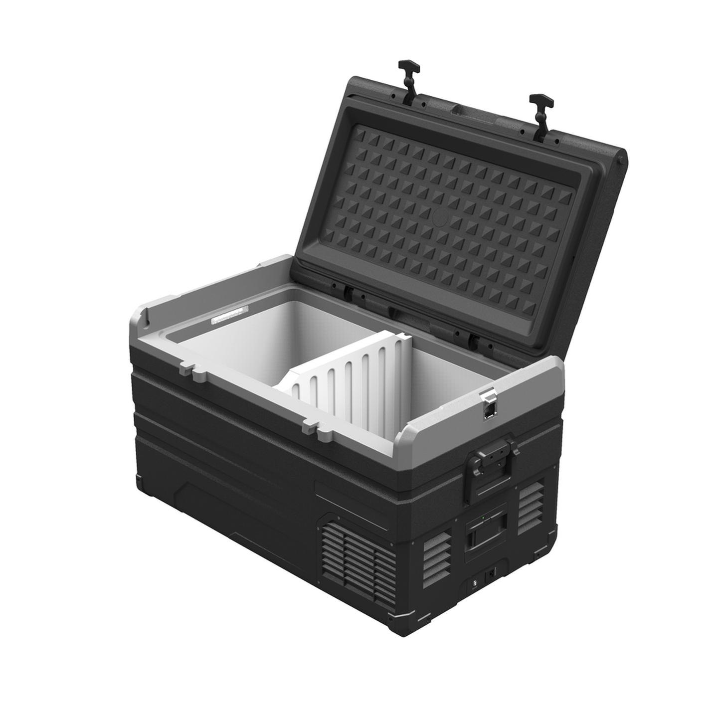 75L Brass Monkey Portable Single or Dual Zone Fishing Fridge/Freezer with Removable Zone Divider and Battery Compartment