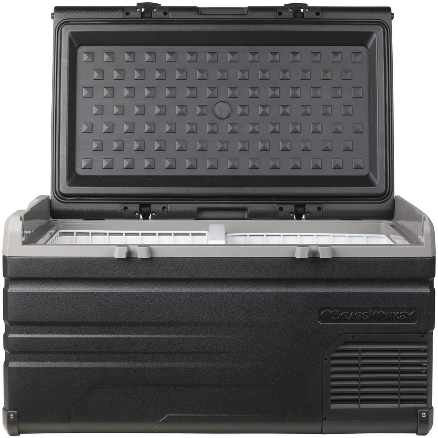 95L Brass Monkey Portable Single or Dual Zone Fishing Fridge/Freezer with Removable Zone Divider and Battery Compartment