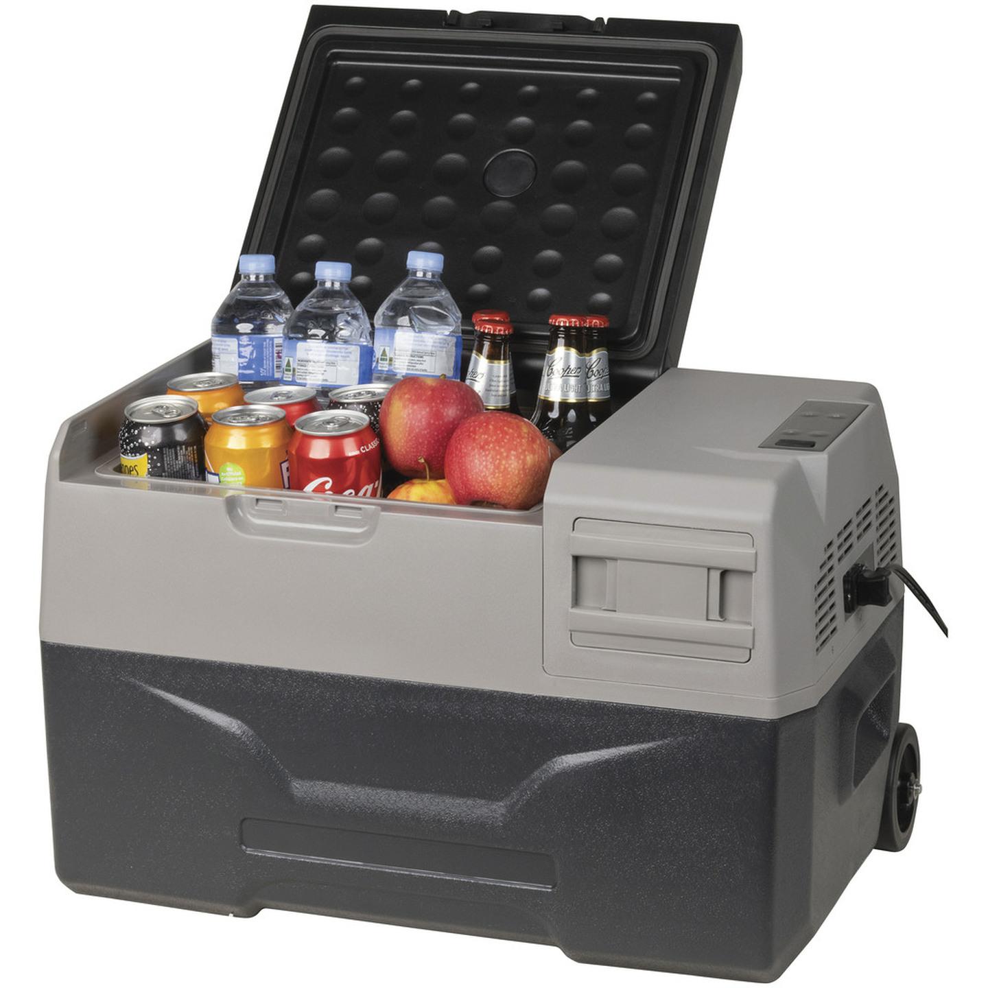 30L Rovin Portable Fridge or Freezer with Solar Charger Board plus Handles  Wheels and Supports Removable Battery