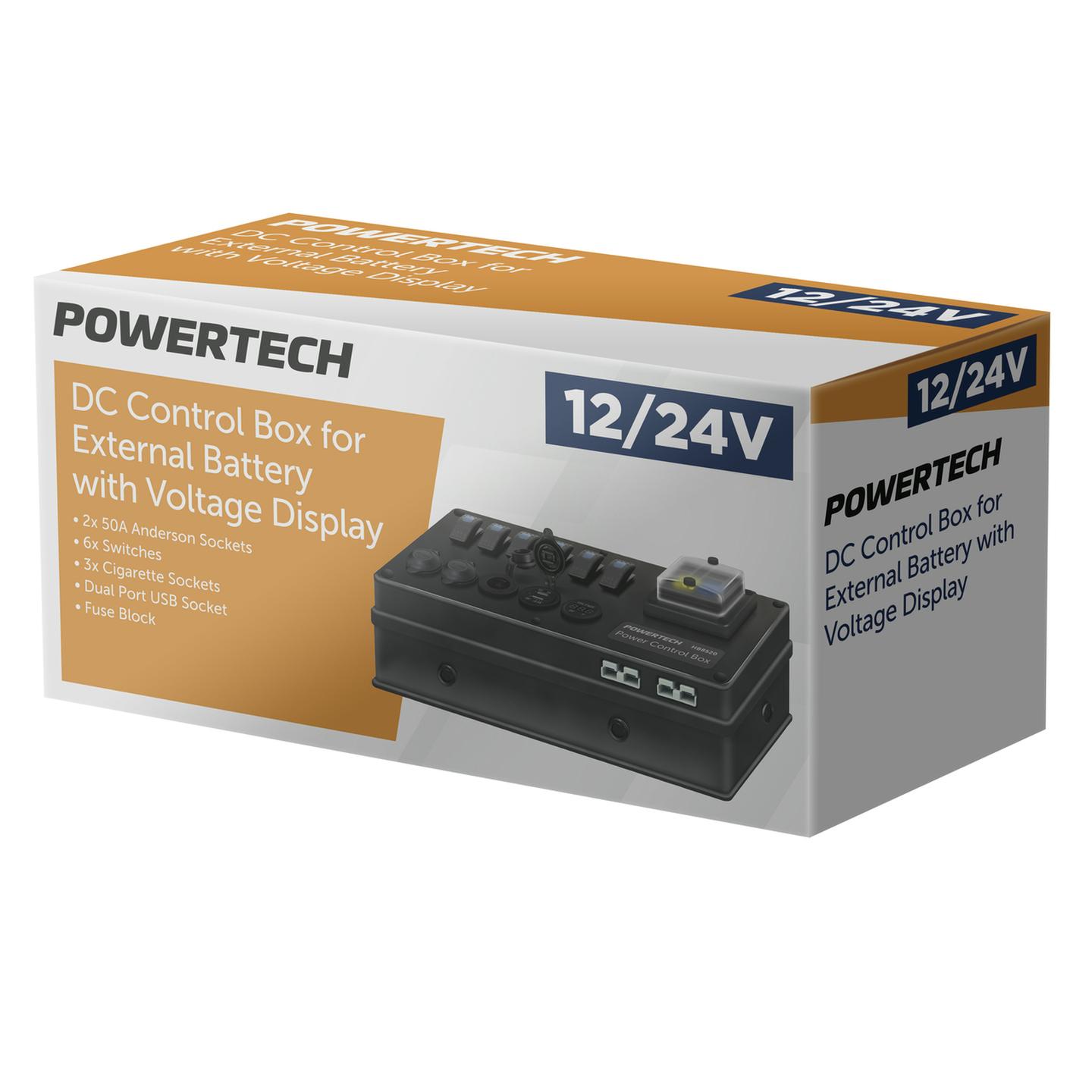 Powertech DC Control Box for External Battery with Voltage Display