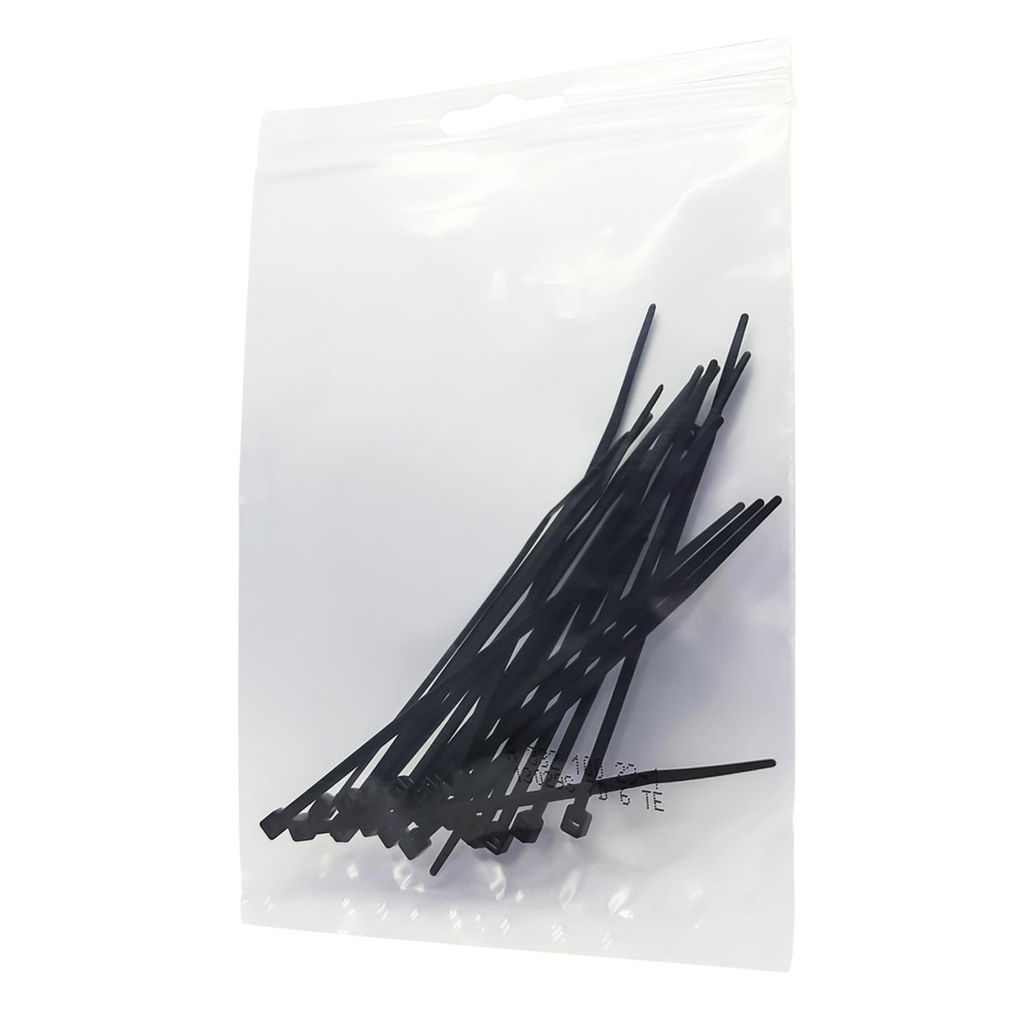 100mm Black Cable Ties - Pack of 20