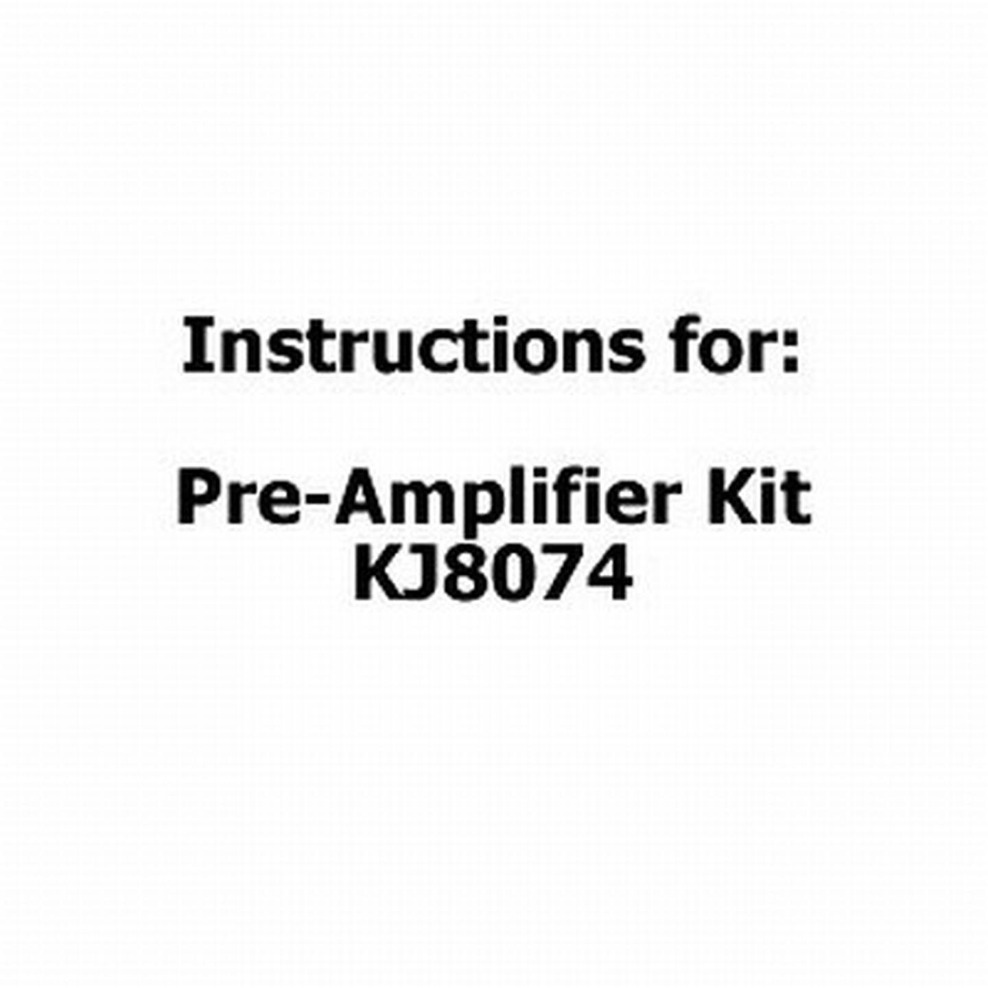 Instructions For Preamplifier Kit KJ8074