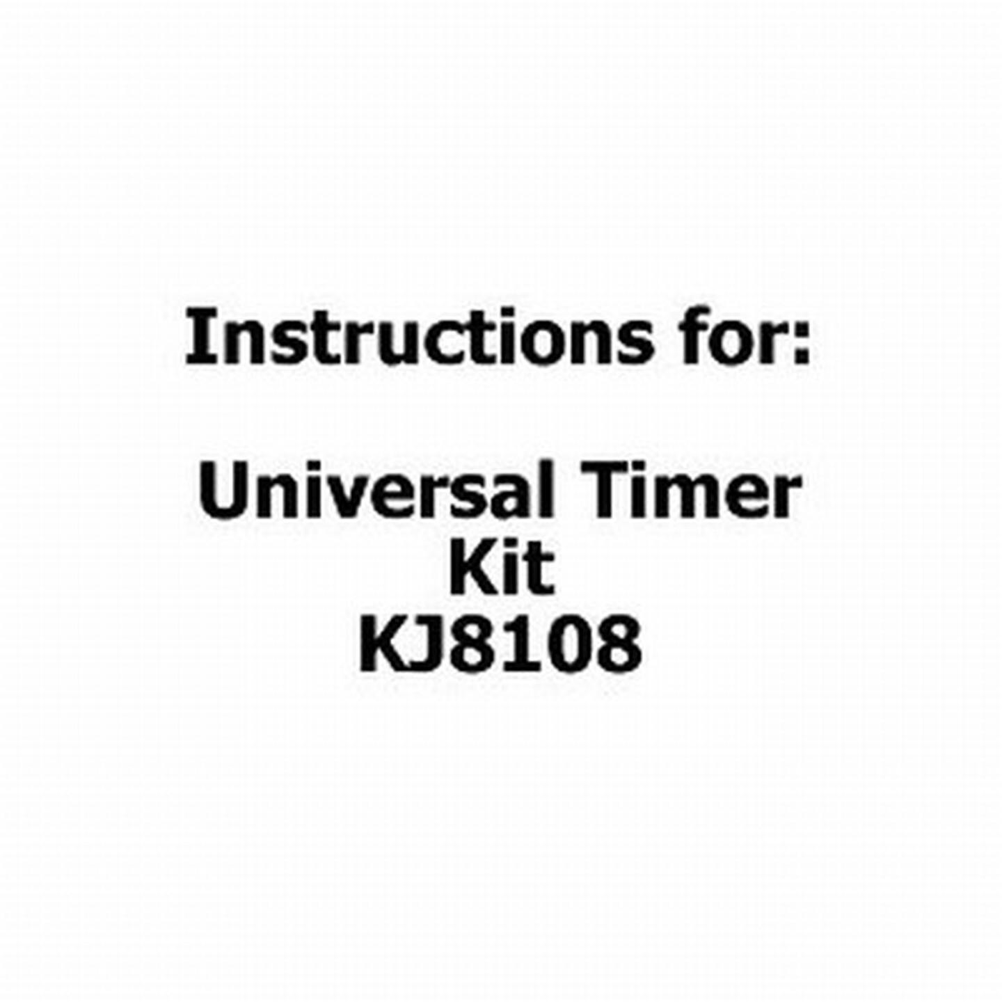 Instructions for Universal Timer Kit - KJ8108