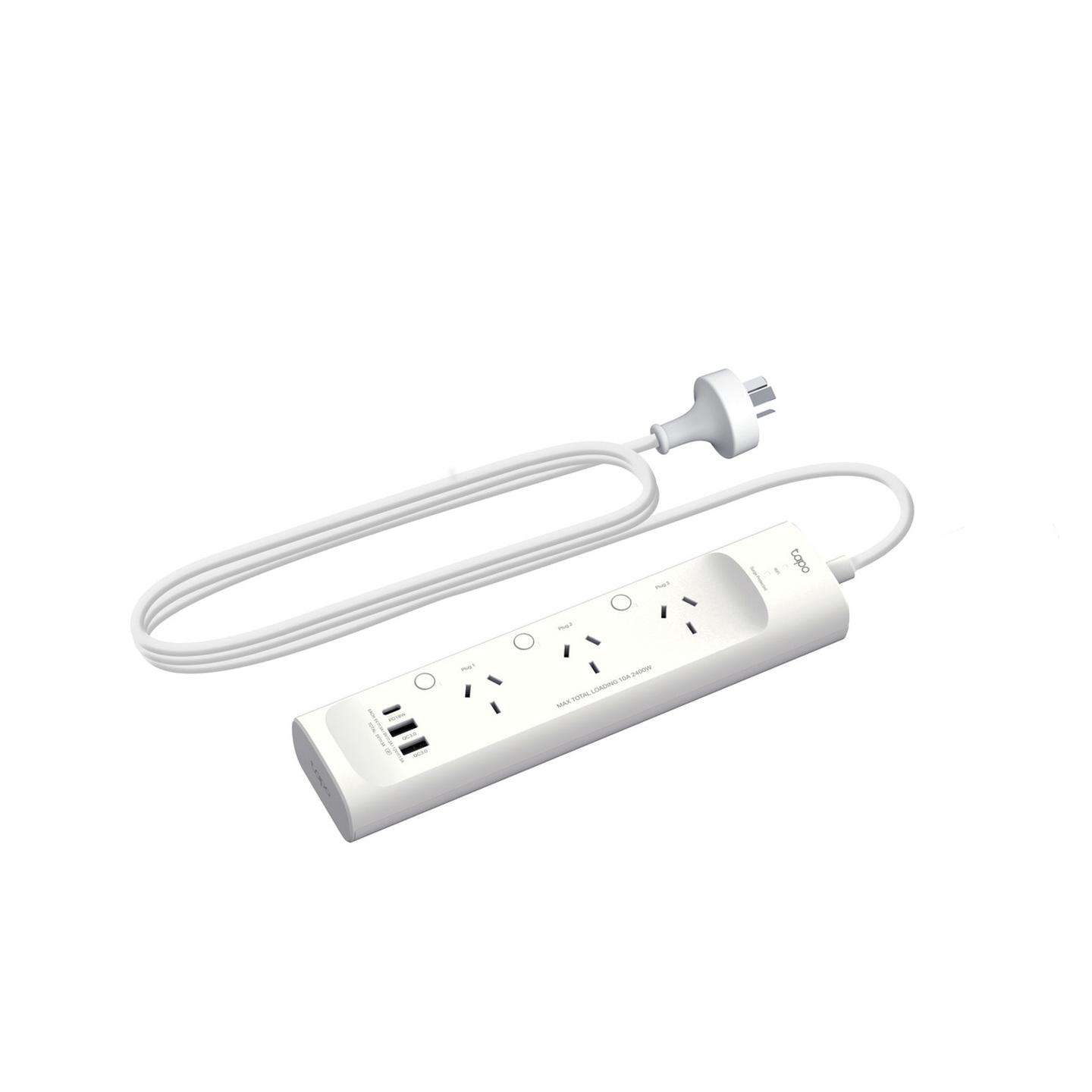 TP-LINK Tapo Smart Power Board 3 AC Sockets with 2 x USB A and 1 x USB C  Bluetooth with 1.5 Metre Lead 