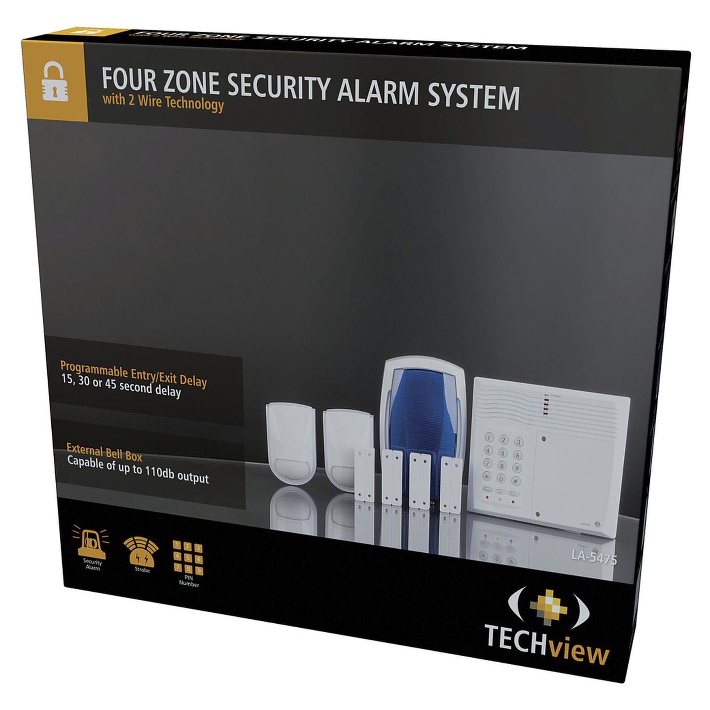Four Zone Security Alarm System with 2 Wire Technology