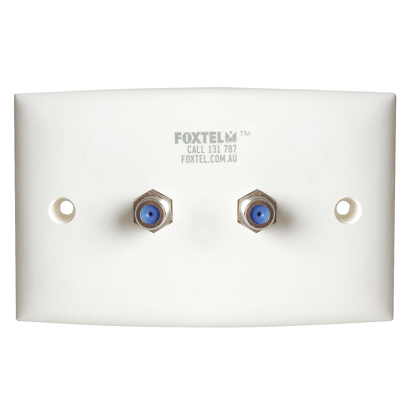 Foxtel Approved Wall Plate with 2 x F61 Sockets