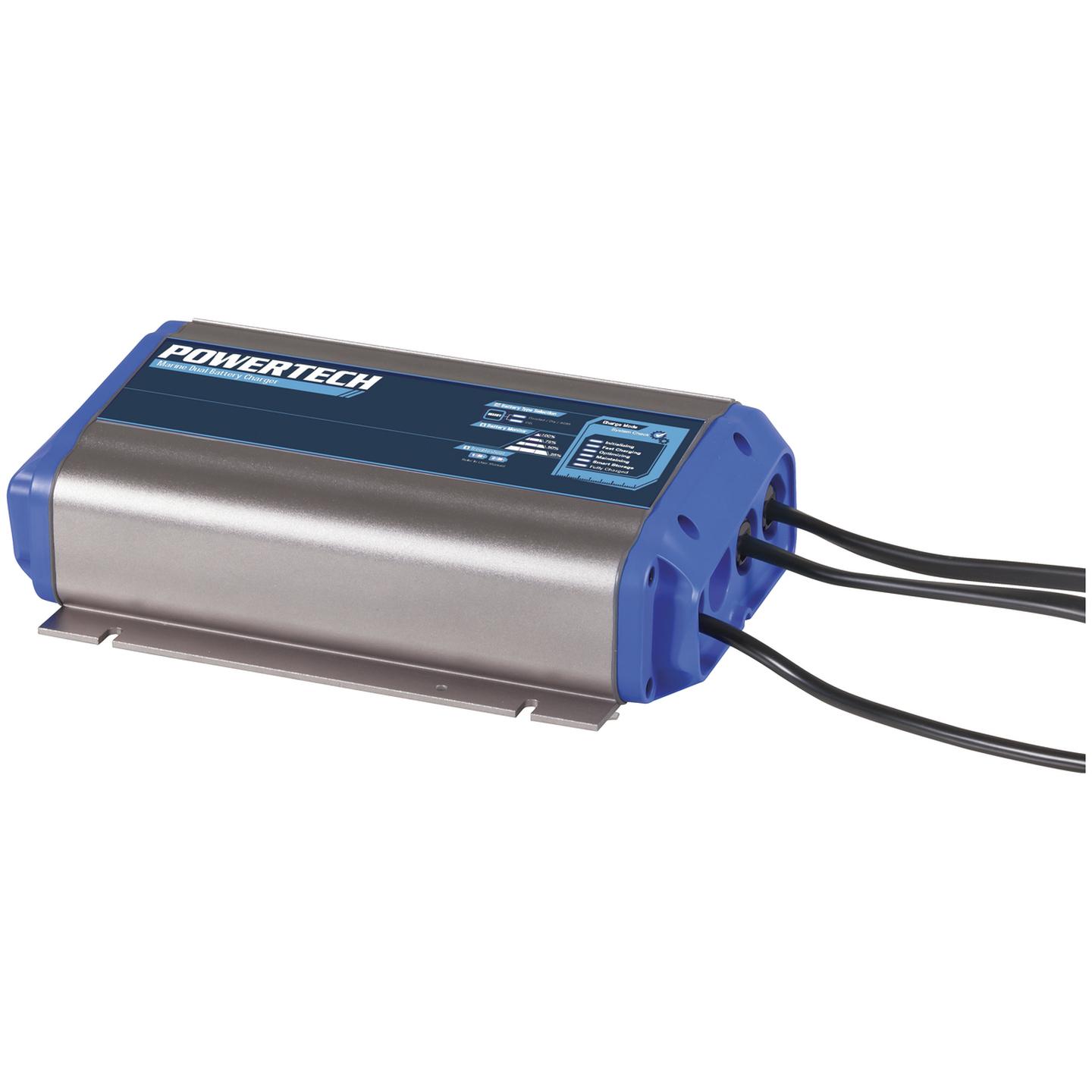 12/24V 12A Dual Marine Dual Battery Charger with Individual Charging For Up To 2 Batteries