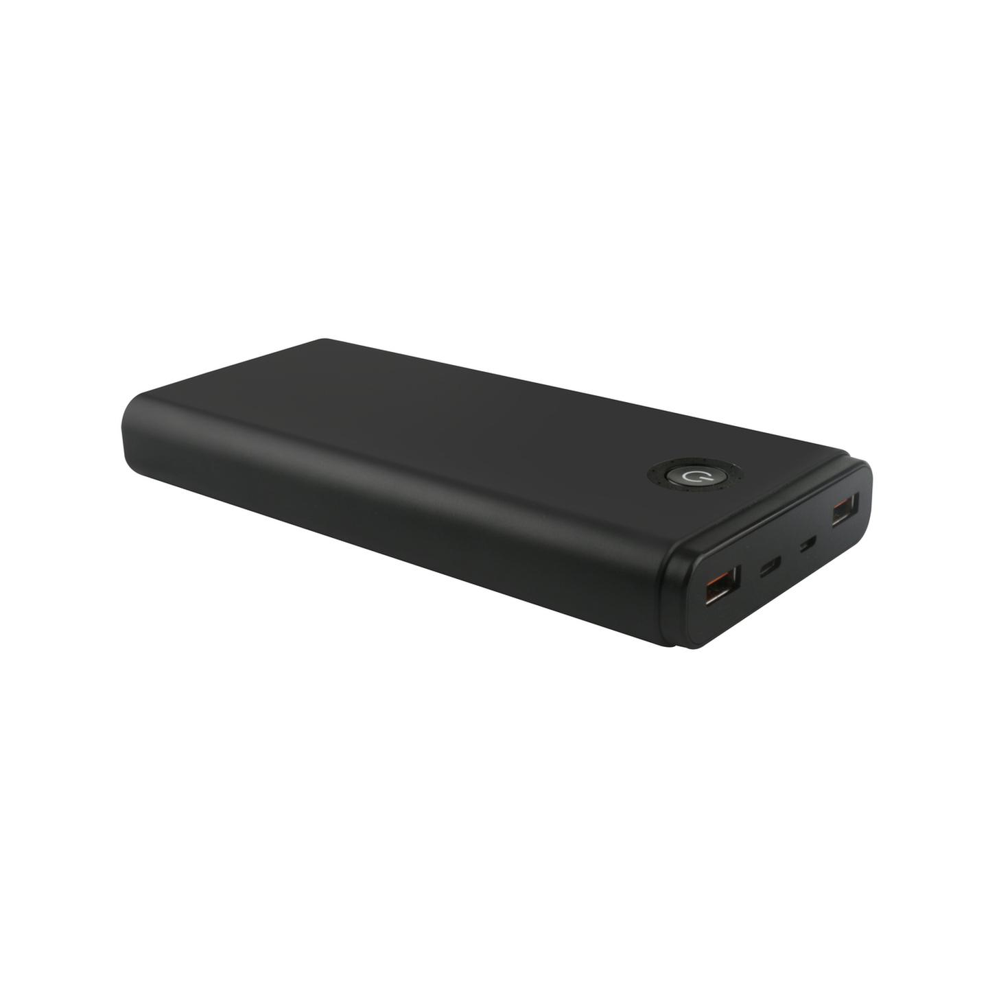 20000mAh Power Bank with Dual Type-A Quick Charge and Type-C Power Delivery USB ports