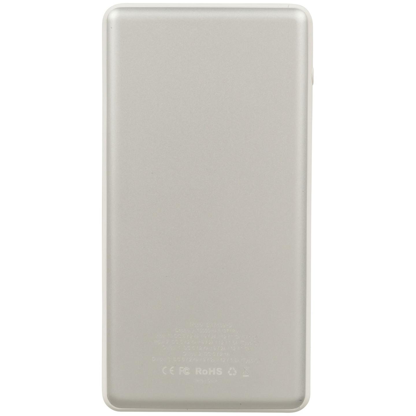 10000mAh Portable Power Bank with USB Type-C and Dual USB-A Ports - White