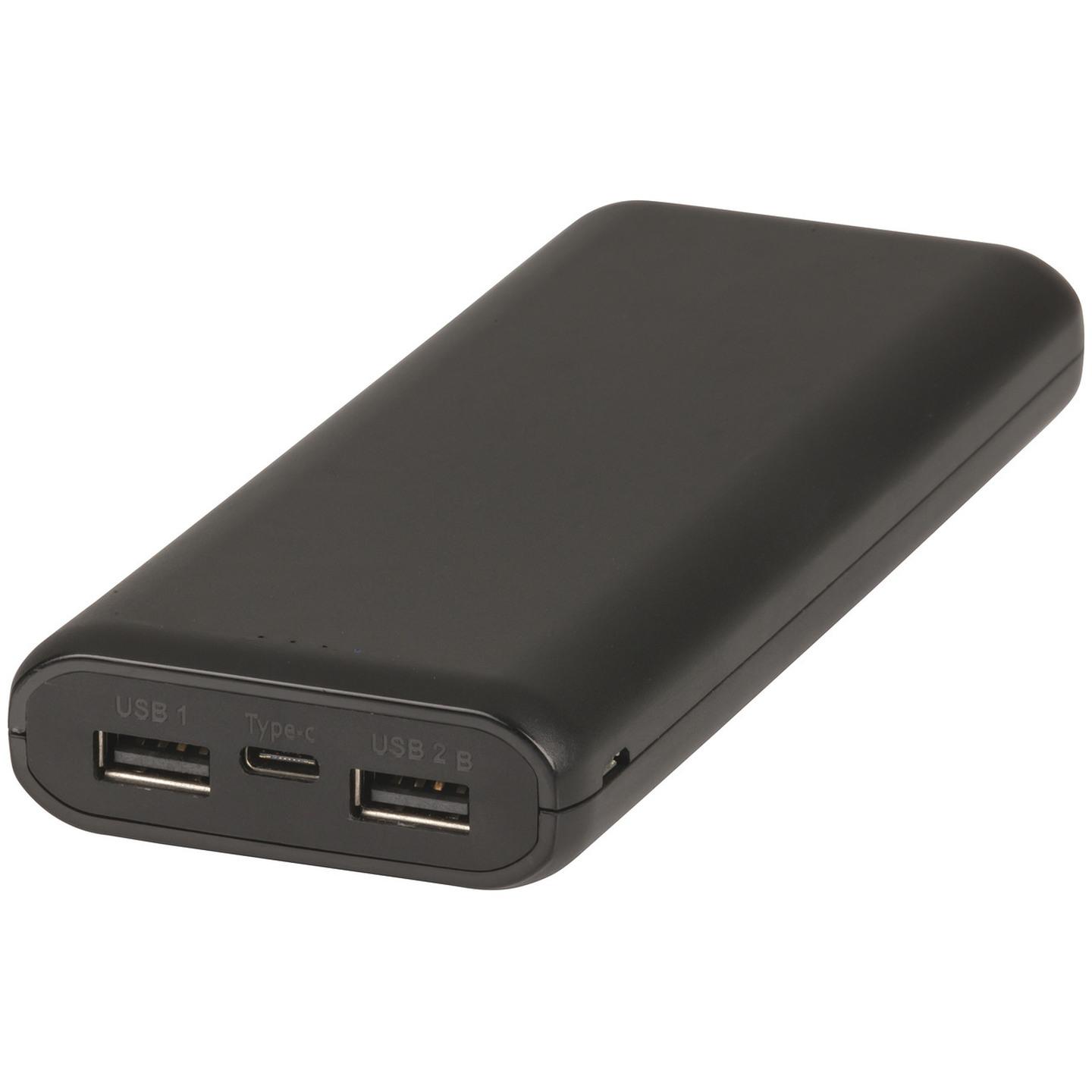 Powertech 15600mAh Portable Power Bank with USB Type-C and Dual USB-A Ports