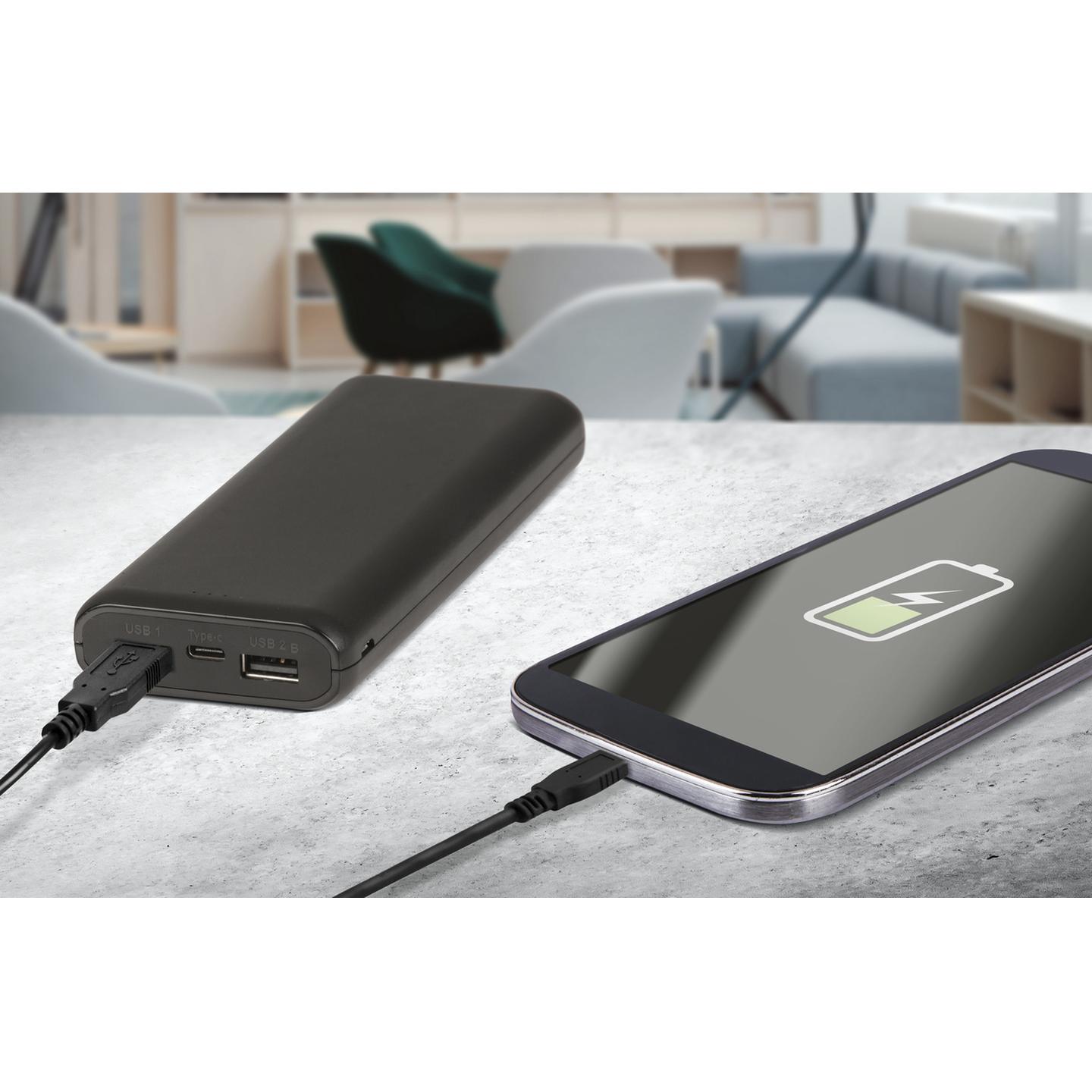 Powertech 15600mAh Portable Power Bank with USB Type-C and Dual USB-A Ports