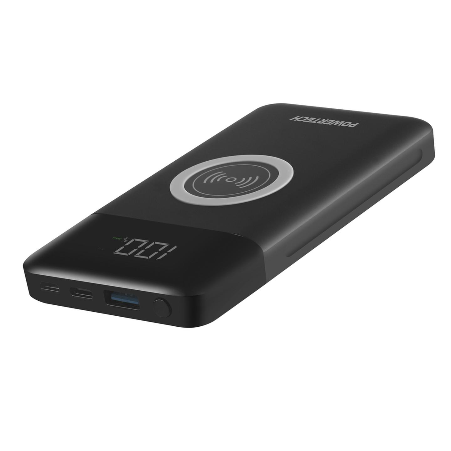 10000mAh Power Bank with 2 x USB and Wireless Charger - Black