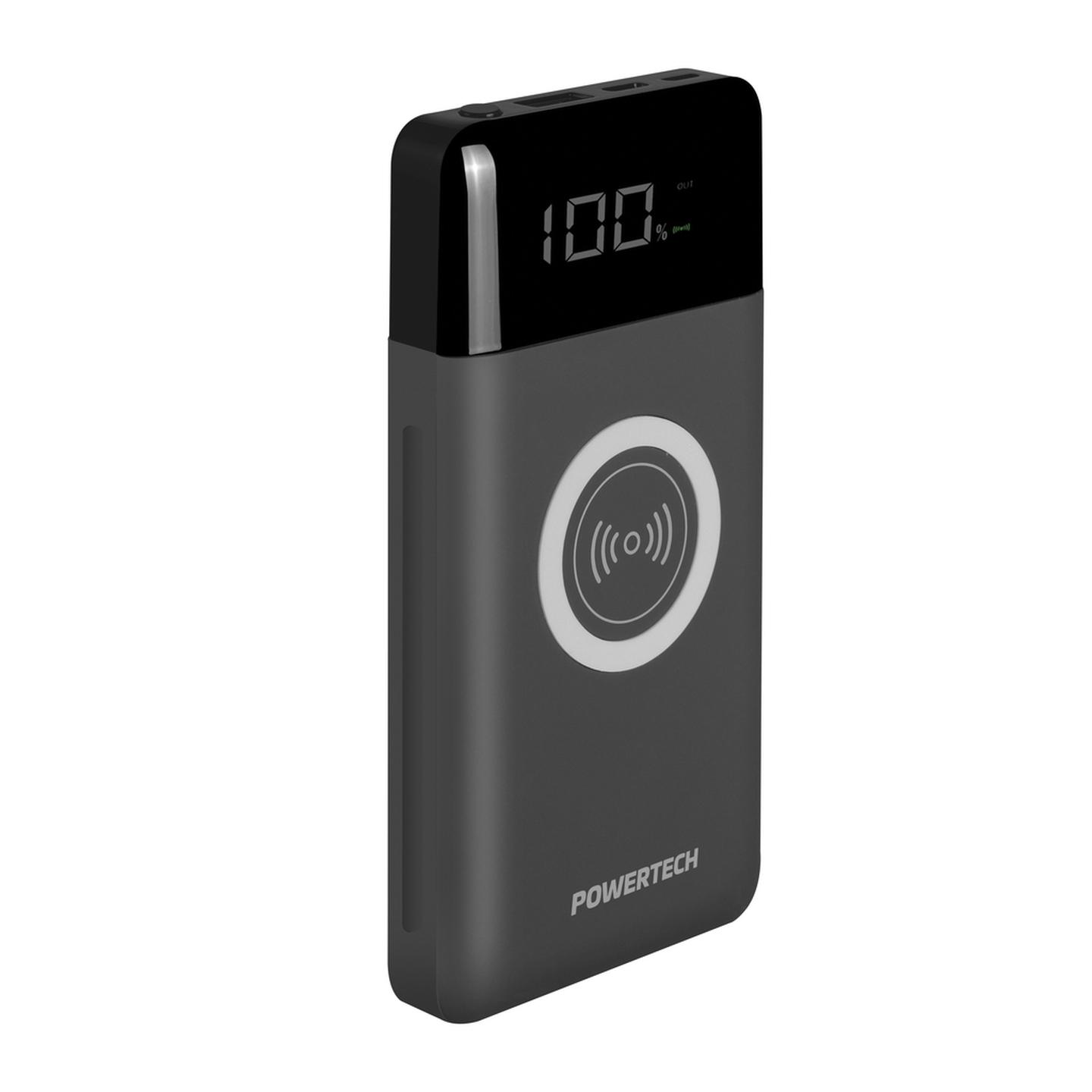 10000mAh Power Bank with 2 x USB and Wireless Charger - Black