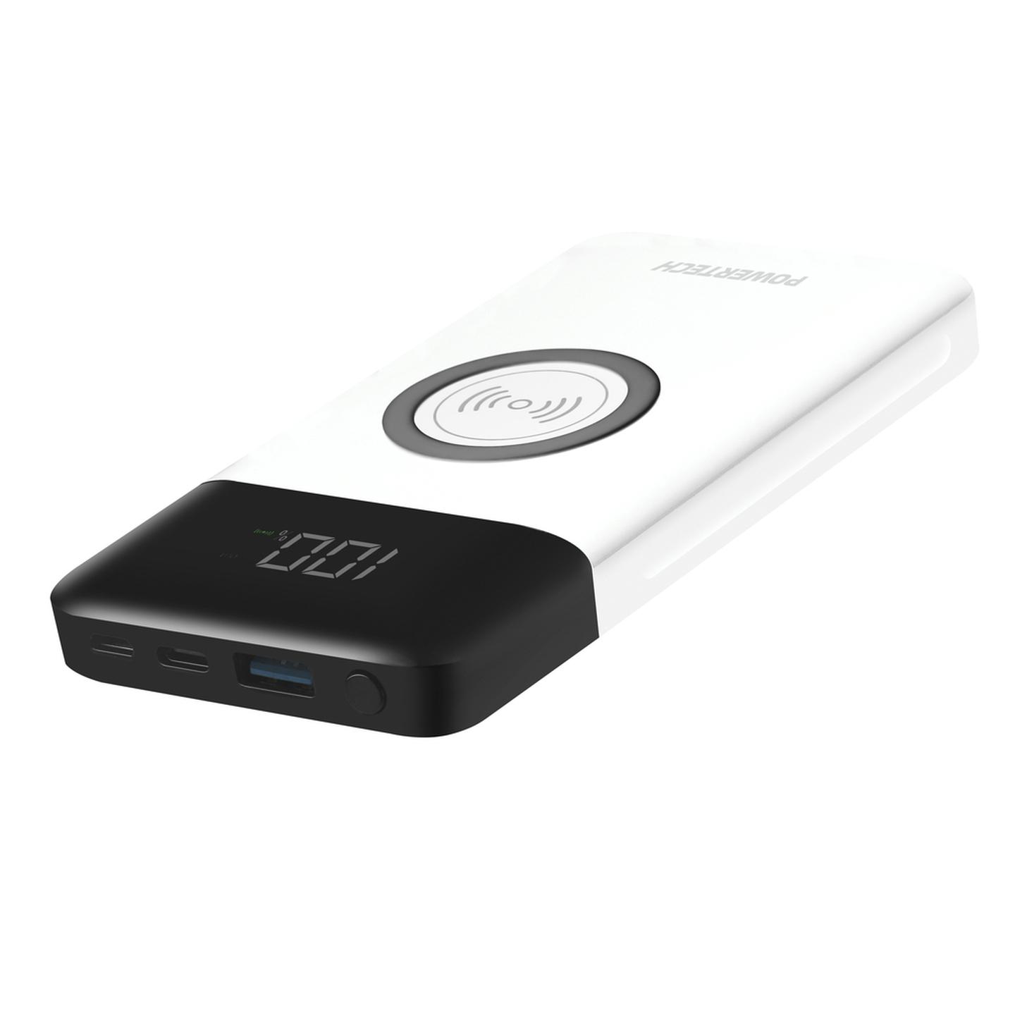 10000mAh Power Bank with 2 x USB and Wireless Charger - White