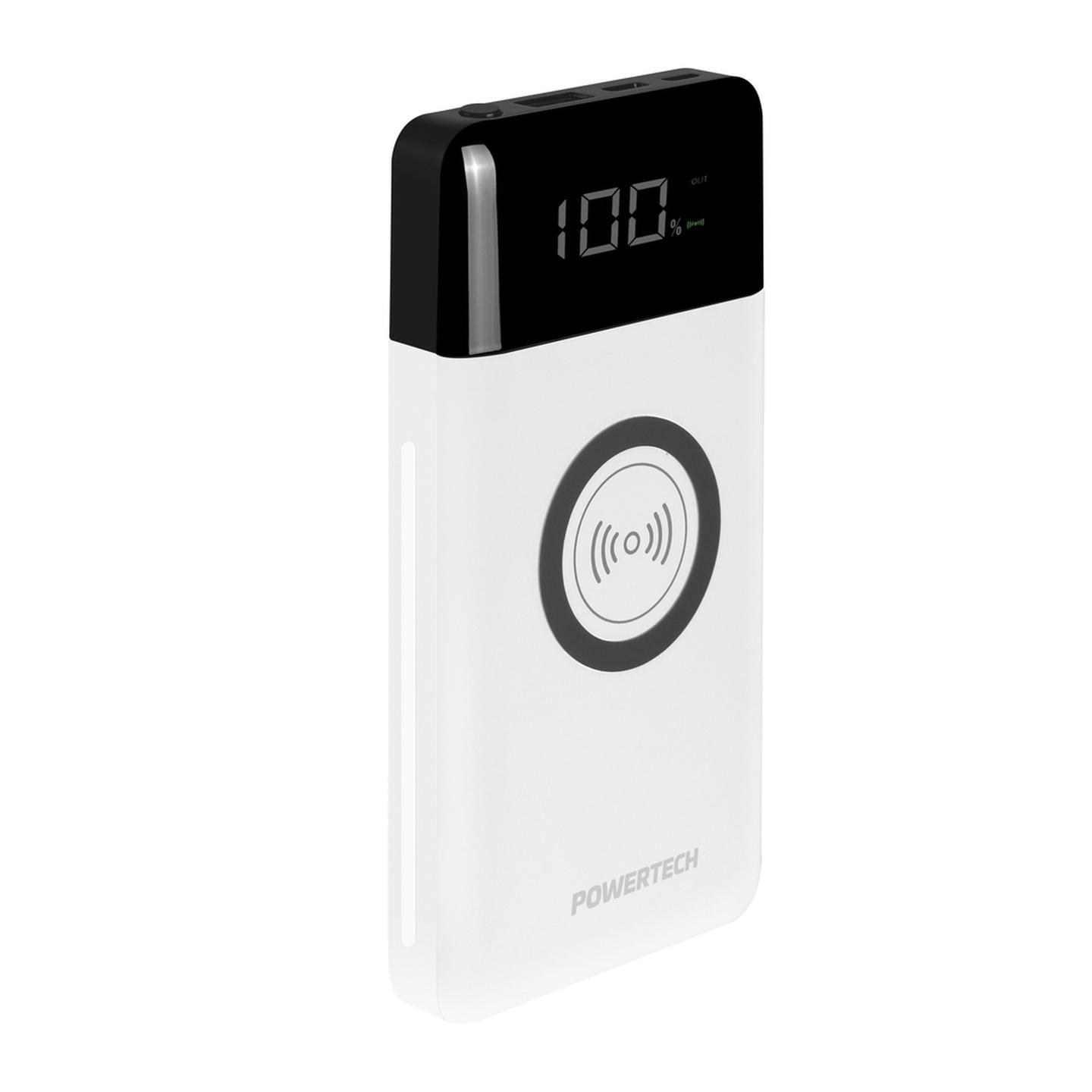10000mAh Power Bank with 2 x USB and Wireless Charger - White