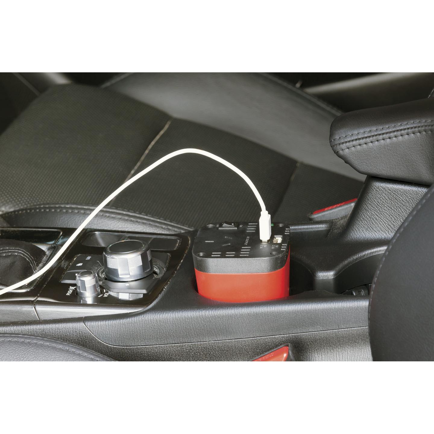 150W Cup-Holder Inverter with Dual USB Charging