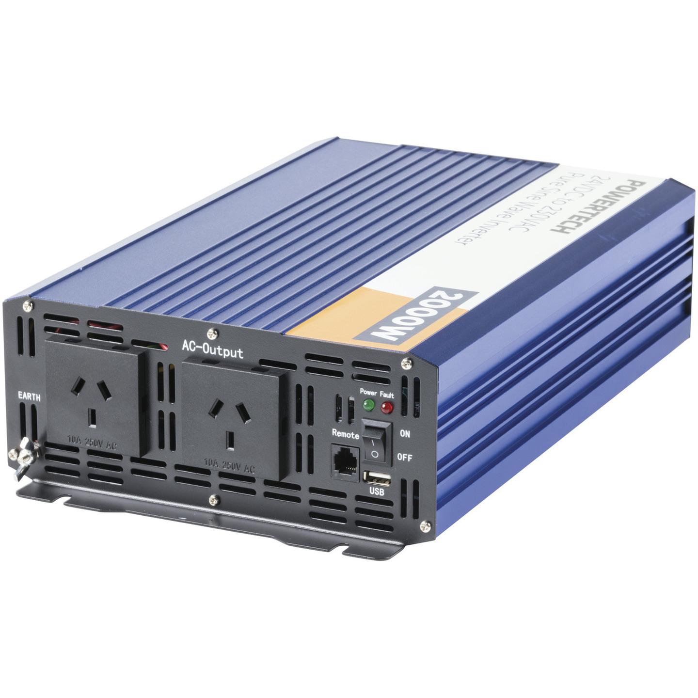 2000W 24VDC to 230VAC Pure Sine Wave Inverter - Electrically Isolated