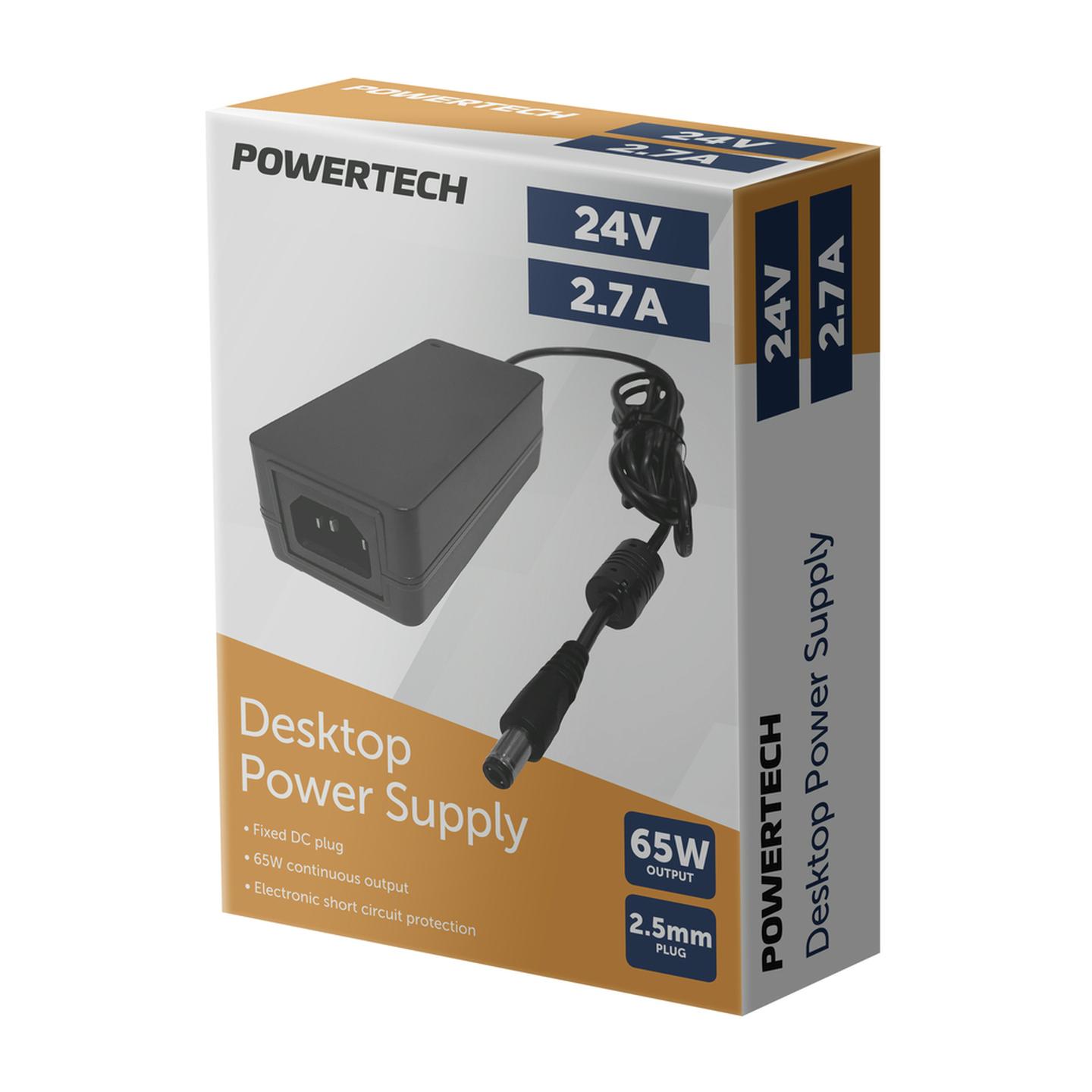 24V DC 2.7A Desktop Power Supply 2.5mm DC Plug