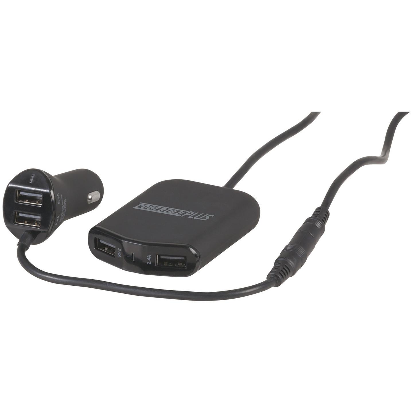 9.6A 4-Port USB Charger with Headrest Mount