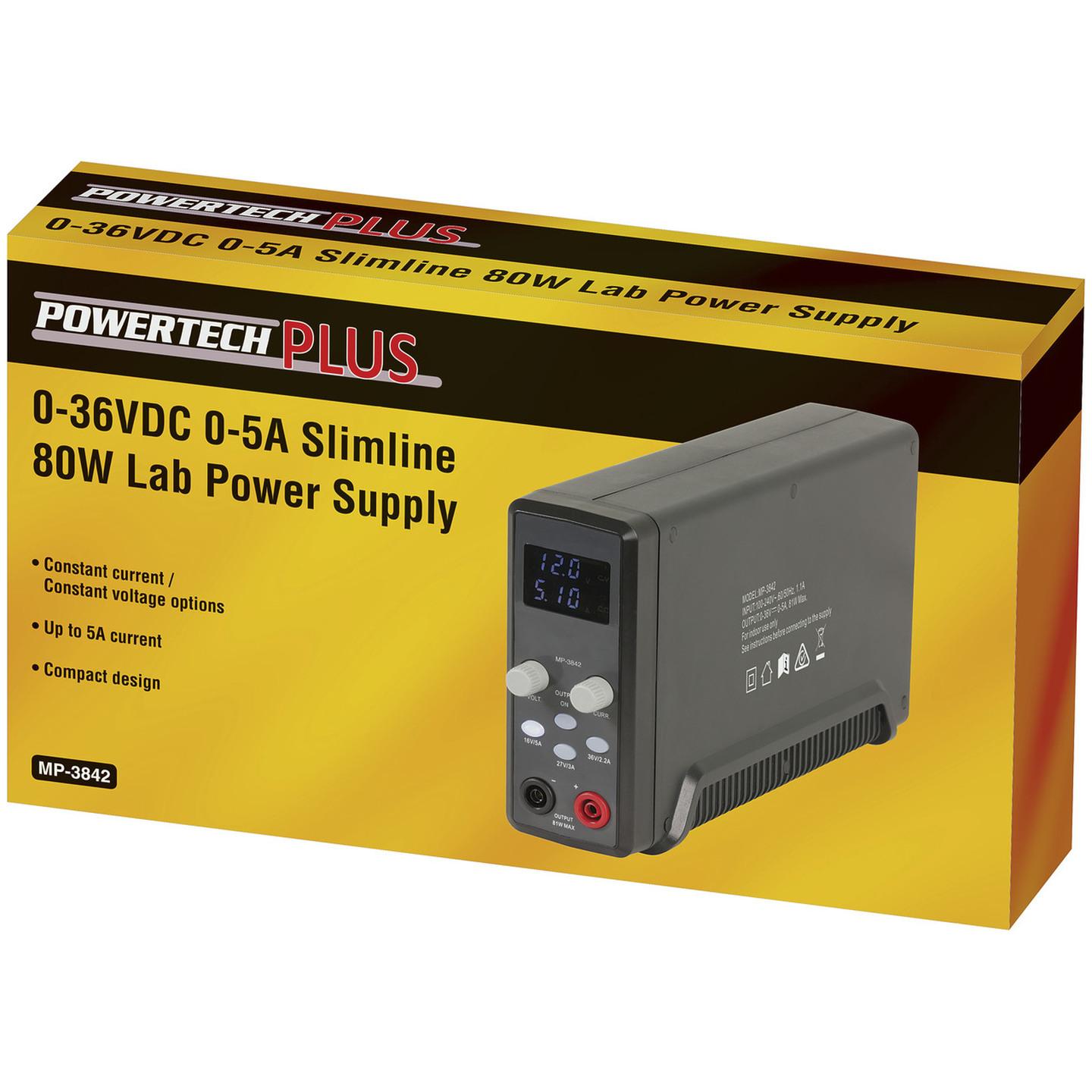 0-36VDC 0-5A Slimline 80W Lab Power Supply