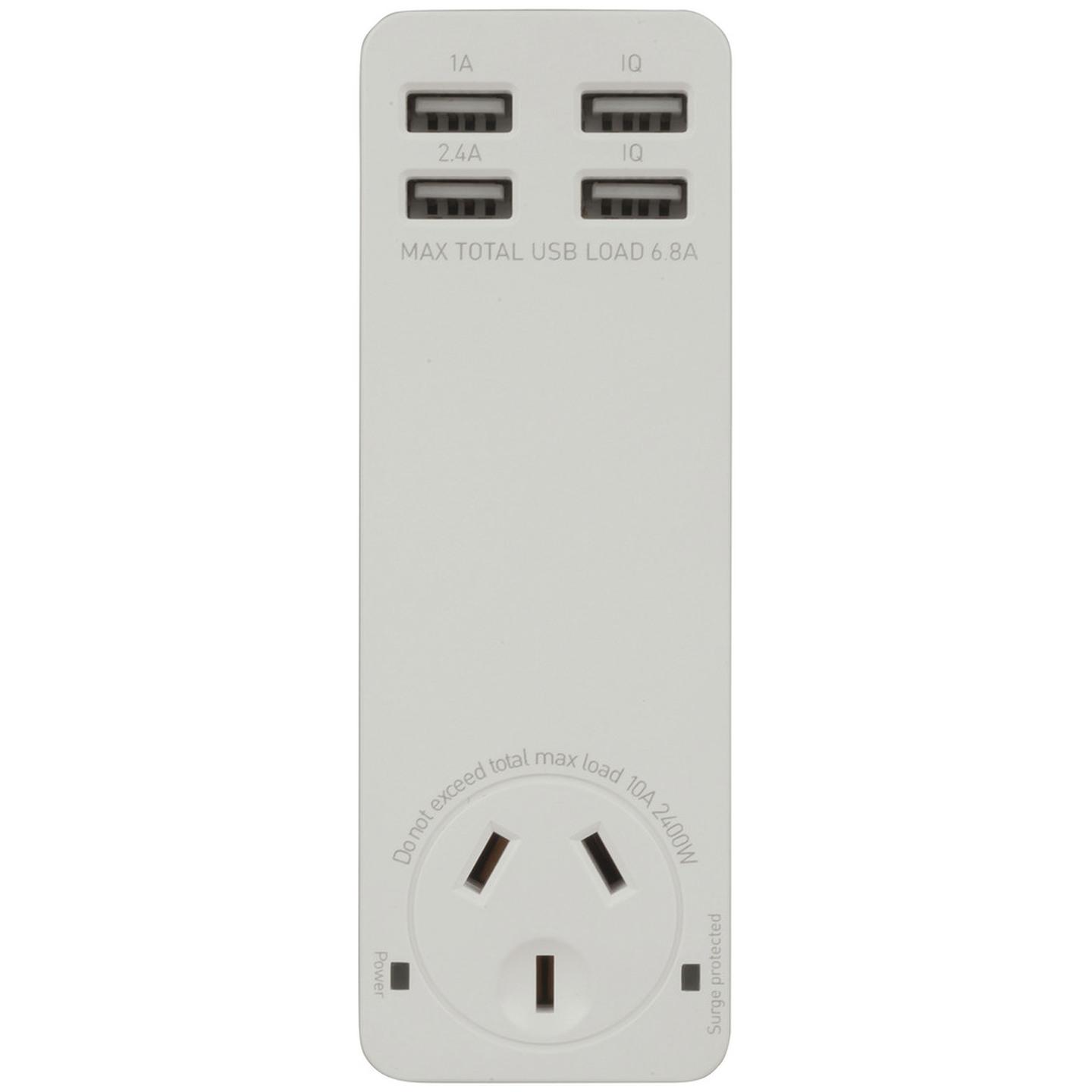 Quad USB Charger with Mains Socket