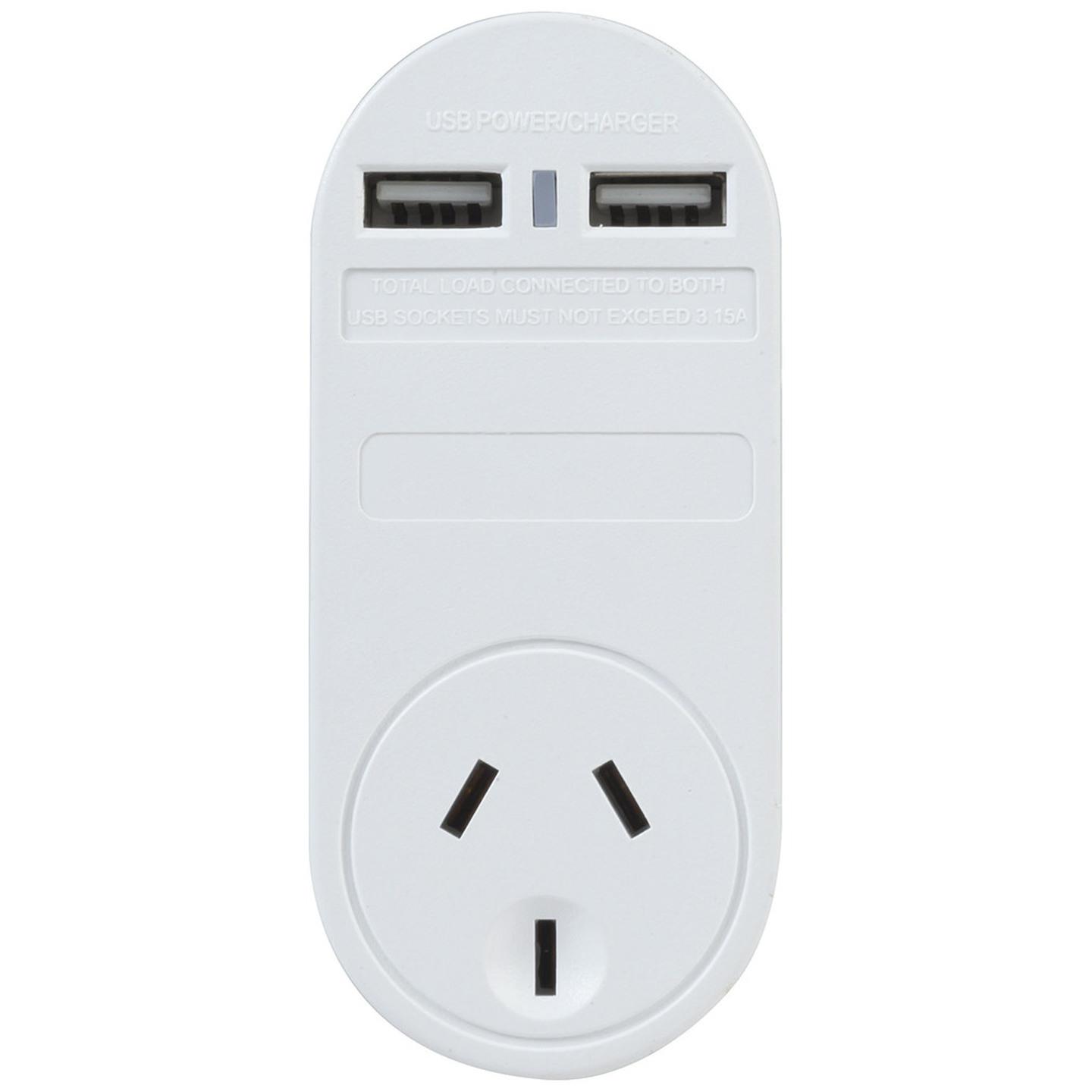 Dual USB Charger with Mains Socket