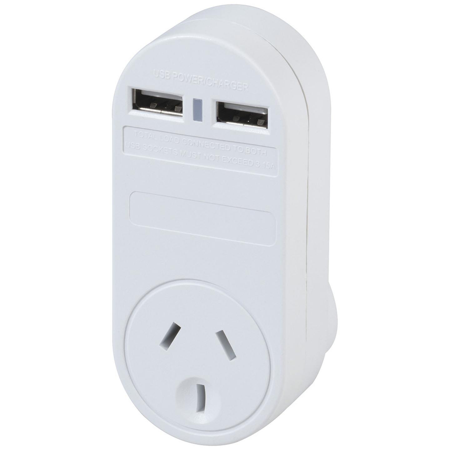 Dual USB Charger with Mains Socket