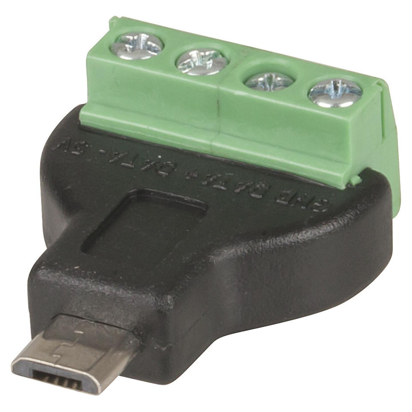USB 2.0 Micro B Plug to 4-Way Screw Terminal Header Adaptor