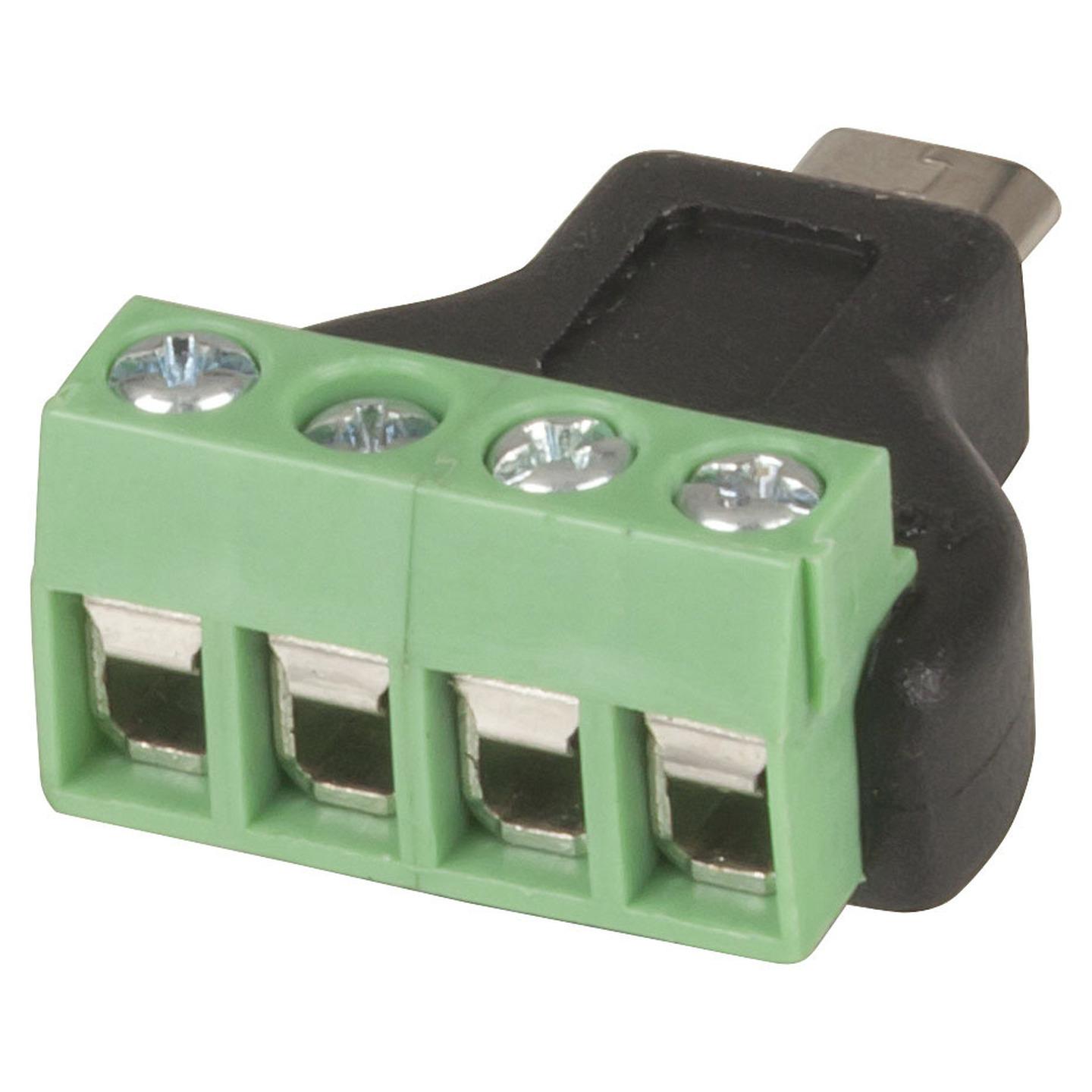 USB 2.0 Micro B Plug to 4-Way Screw Terminal Header Adaptor