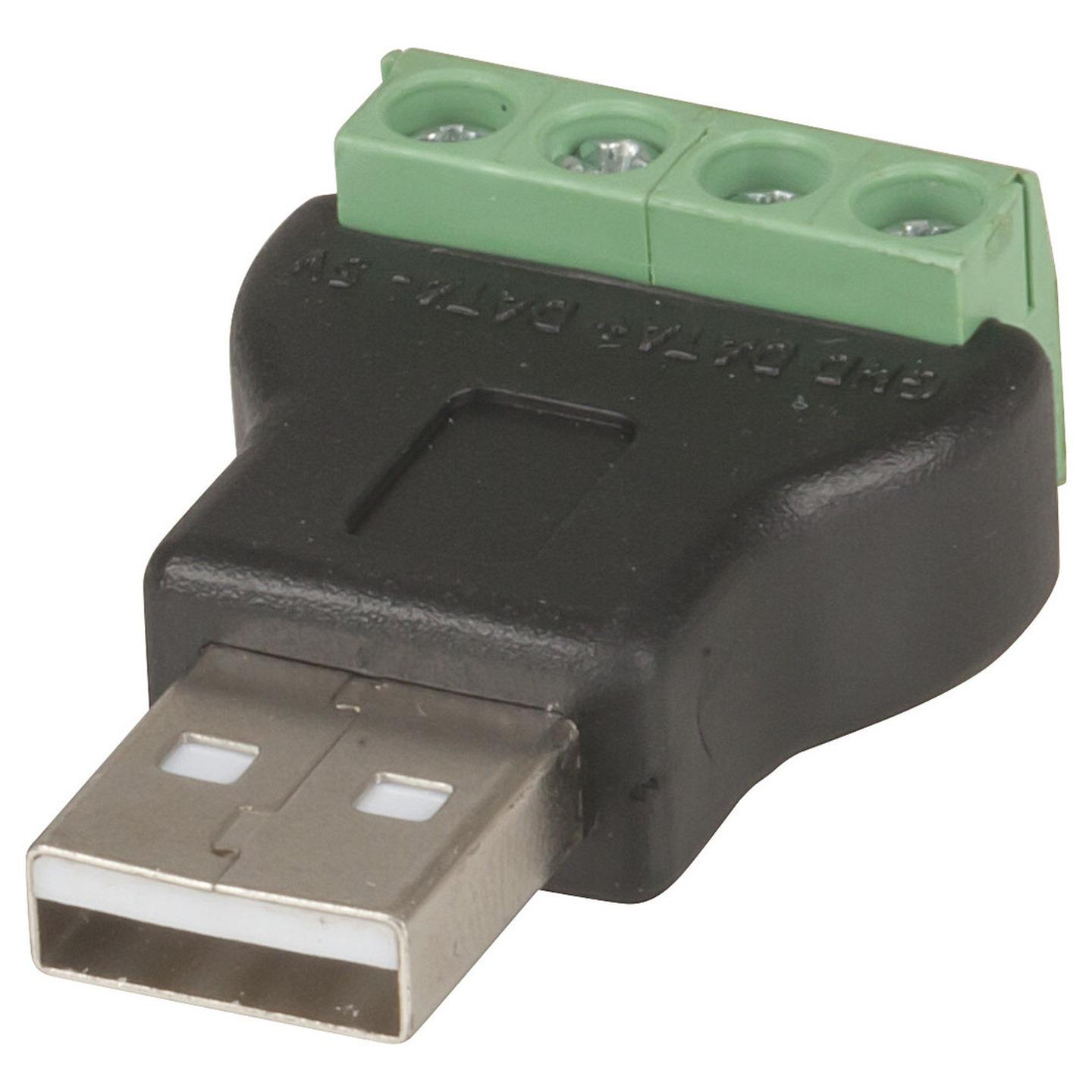 USB 2.0 Type-A Plug to 4-Way Screw Terminal Header Adaptor