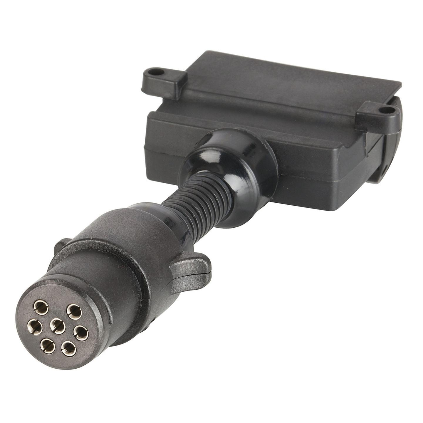 Trailer Adaptor - 7 Pin Small Round Plug to 7 Pin Flat Socket