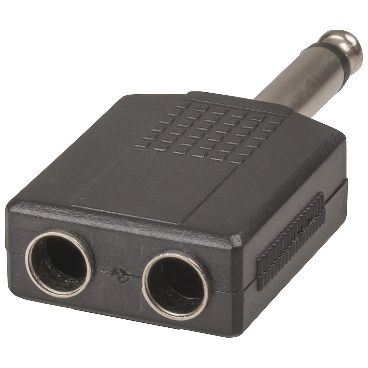 6.5mm Mono Plug to 2 X 6.5mm Mono Sockets Adaptor