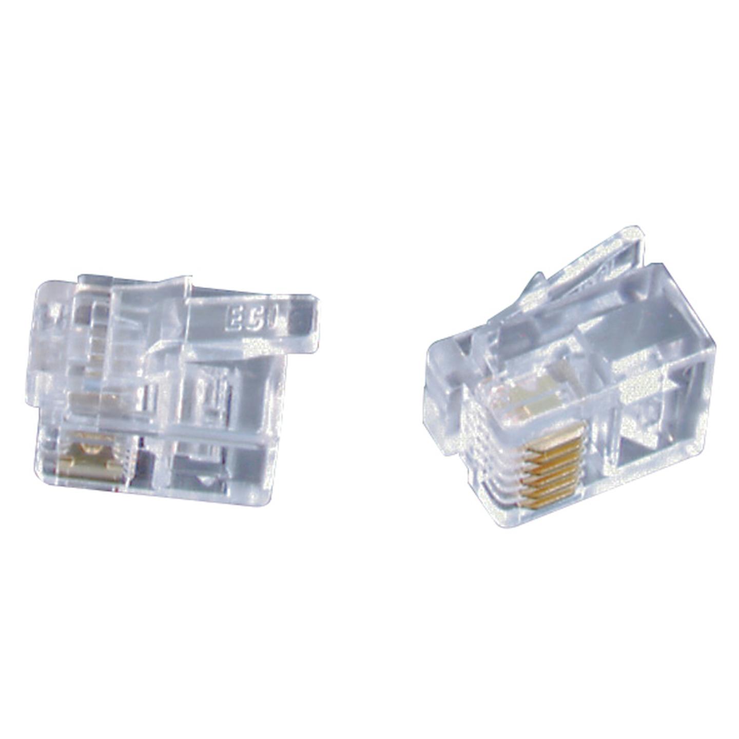 RJ12 Telephone plugs for Stranded Cable - Pack of 5