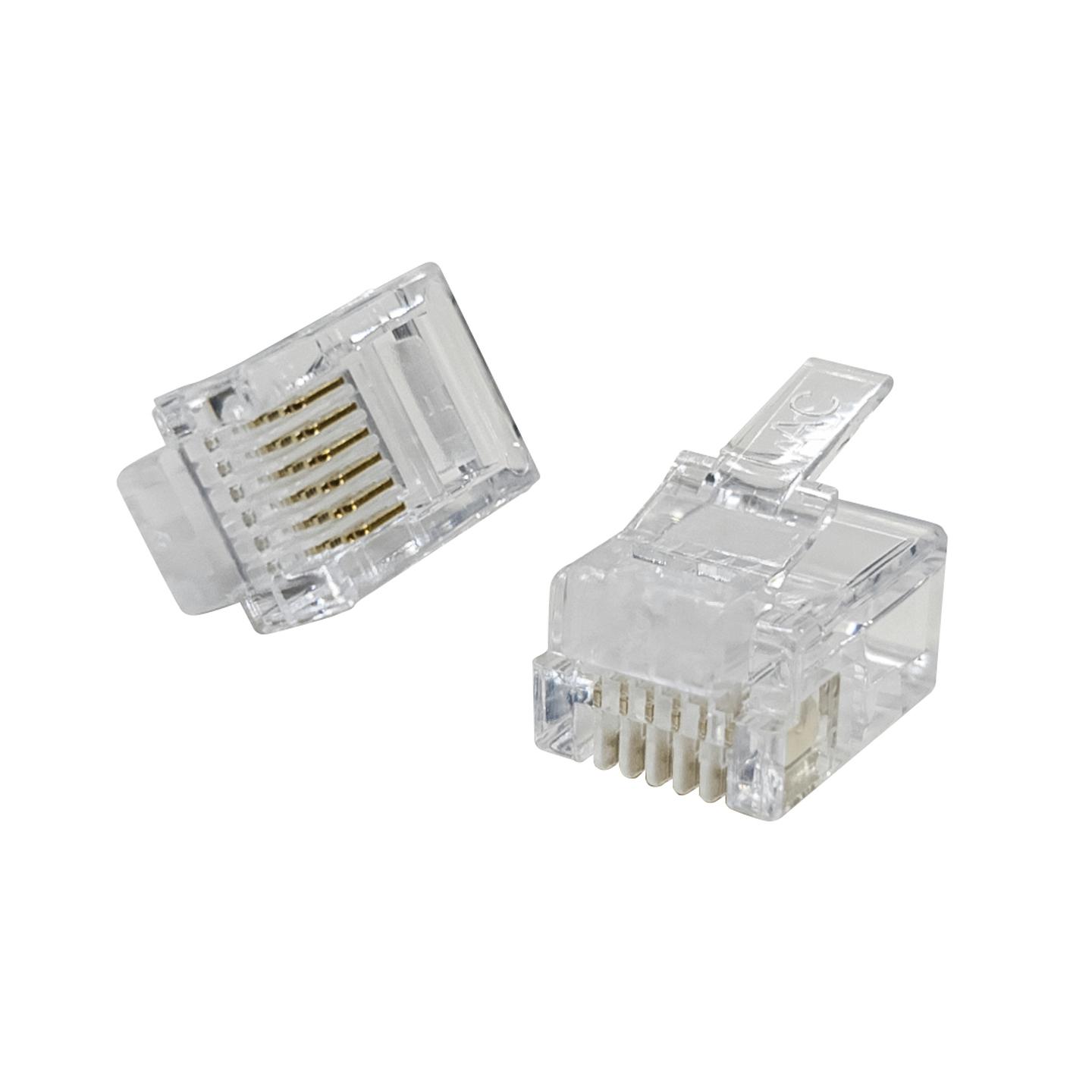 RJ12 Telephone plugs for Stranded Cable - Pack of 50
