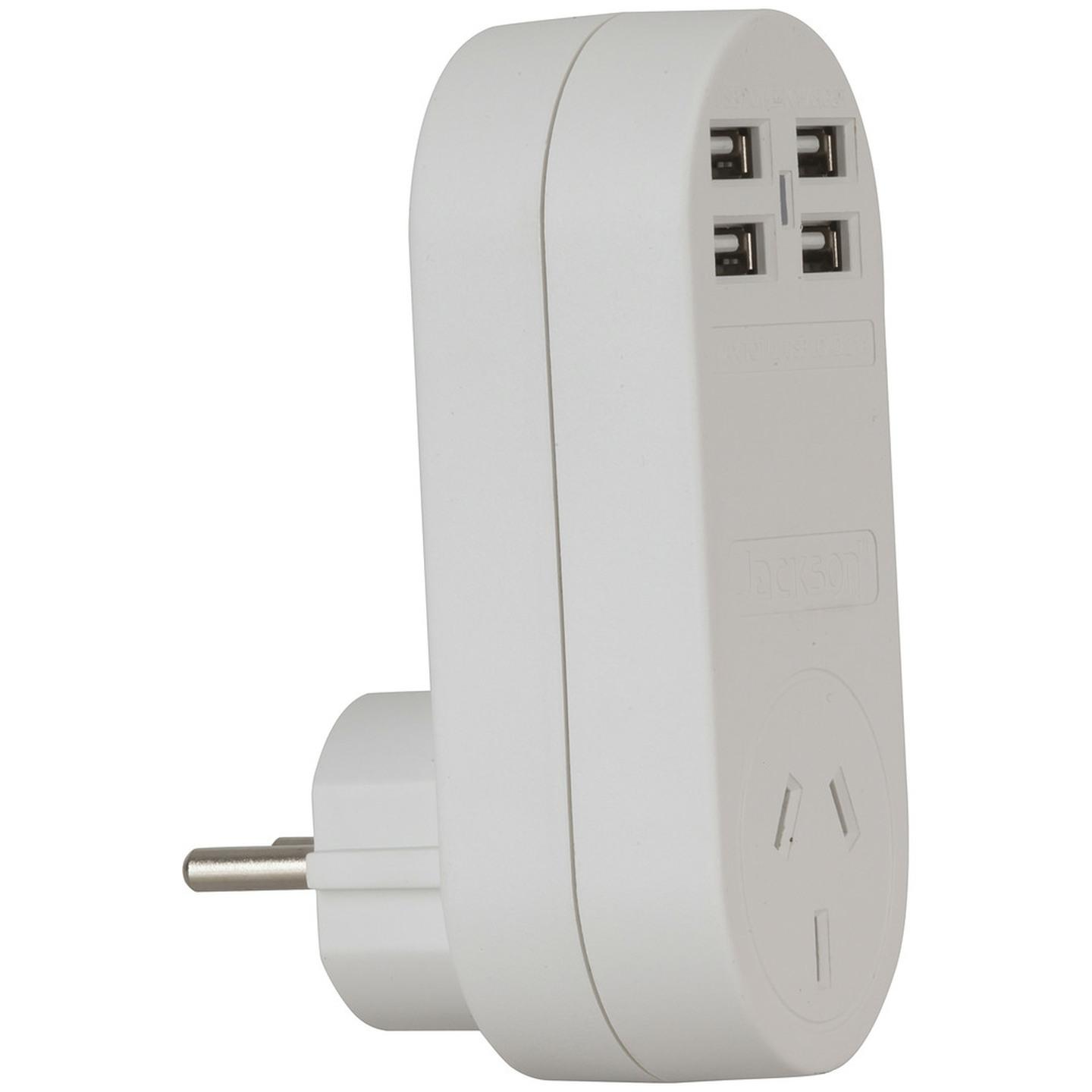 Outbound Europe Travel Mains Adaptor with 4 USB Sockets