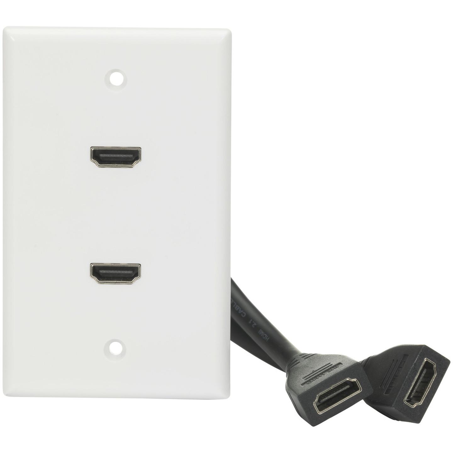 Dual HDMI 2.1 Wall Plate with Flylead