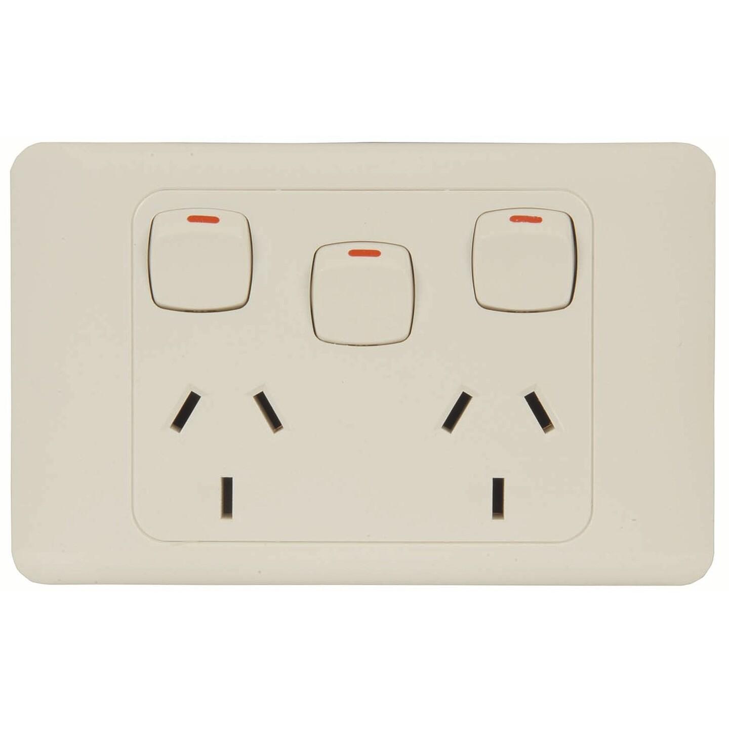 10A Double GPO Power Point with Extra Switch