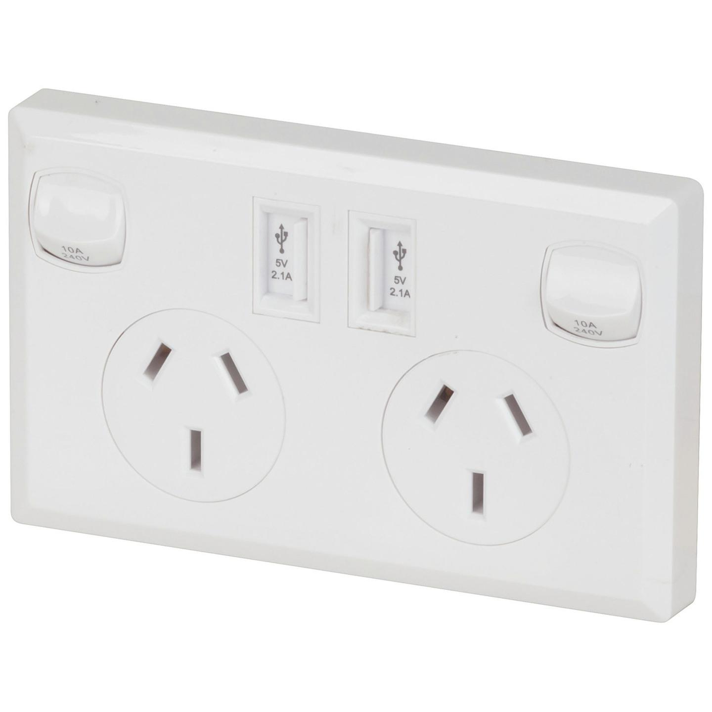 10A Double GPO Power Point with Dual USB Charge Ports