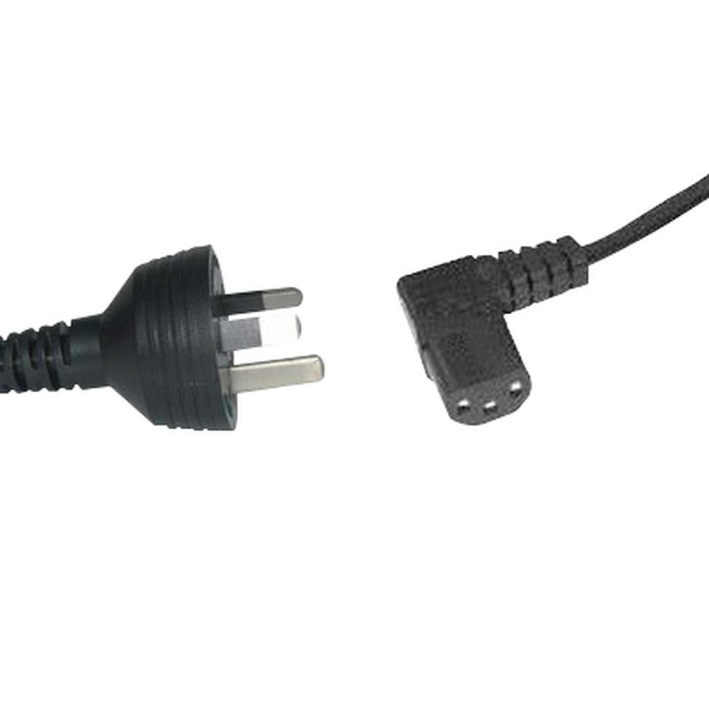 3pin Mains Plug to IEC C13 Right Angle Female - 1.8m