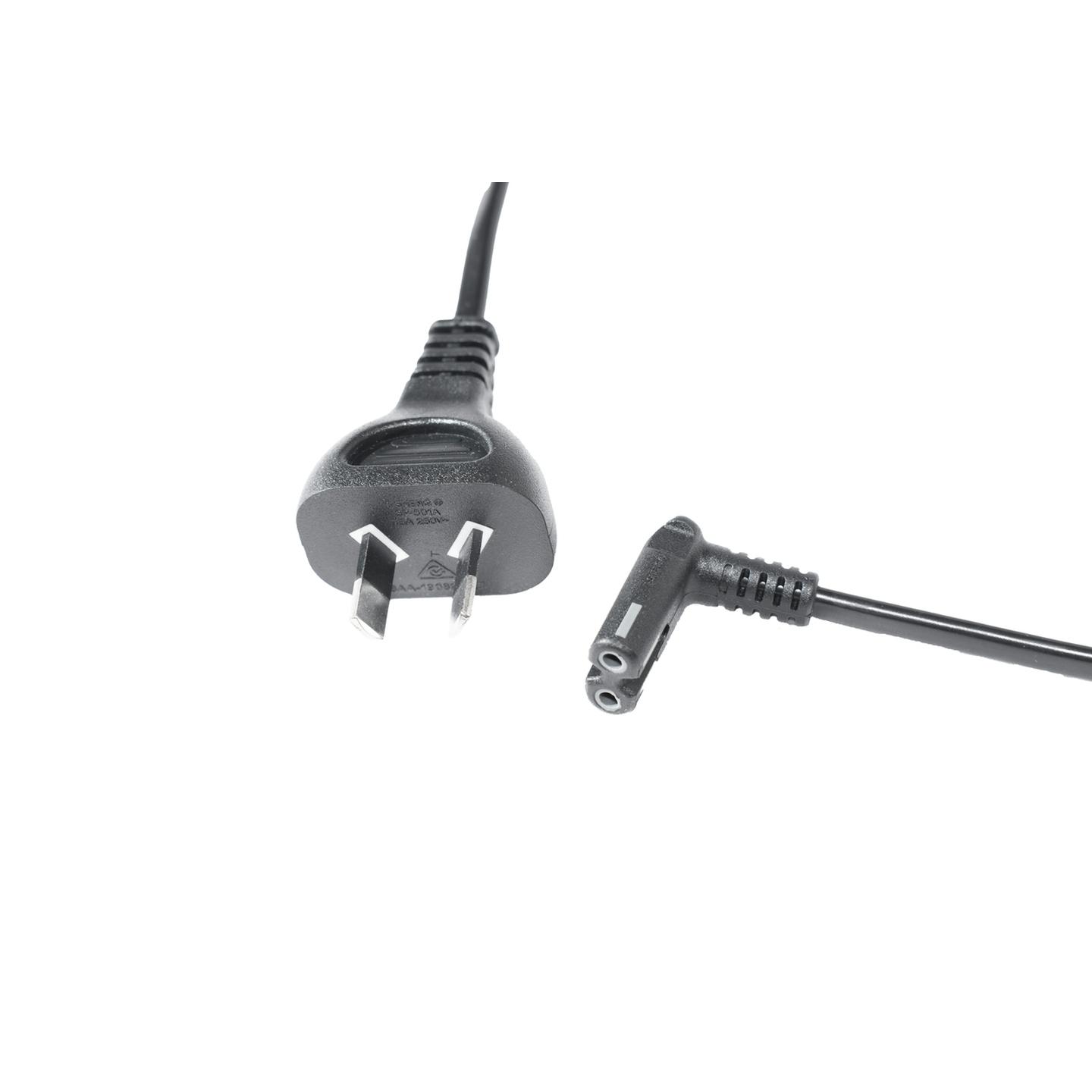 2 Pin Fig 8 Mains Plug to IEC C7 Right Angle Female - 1.8m