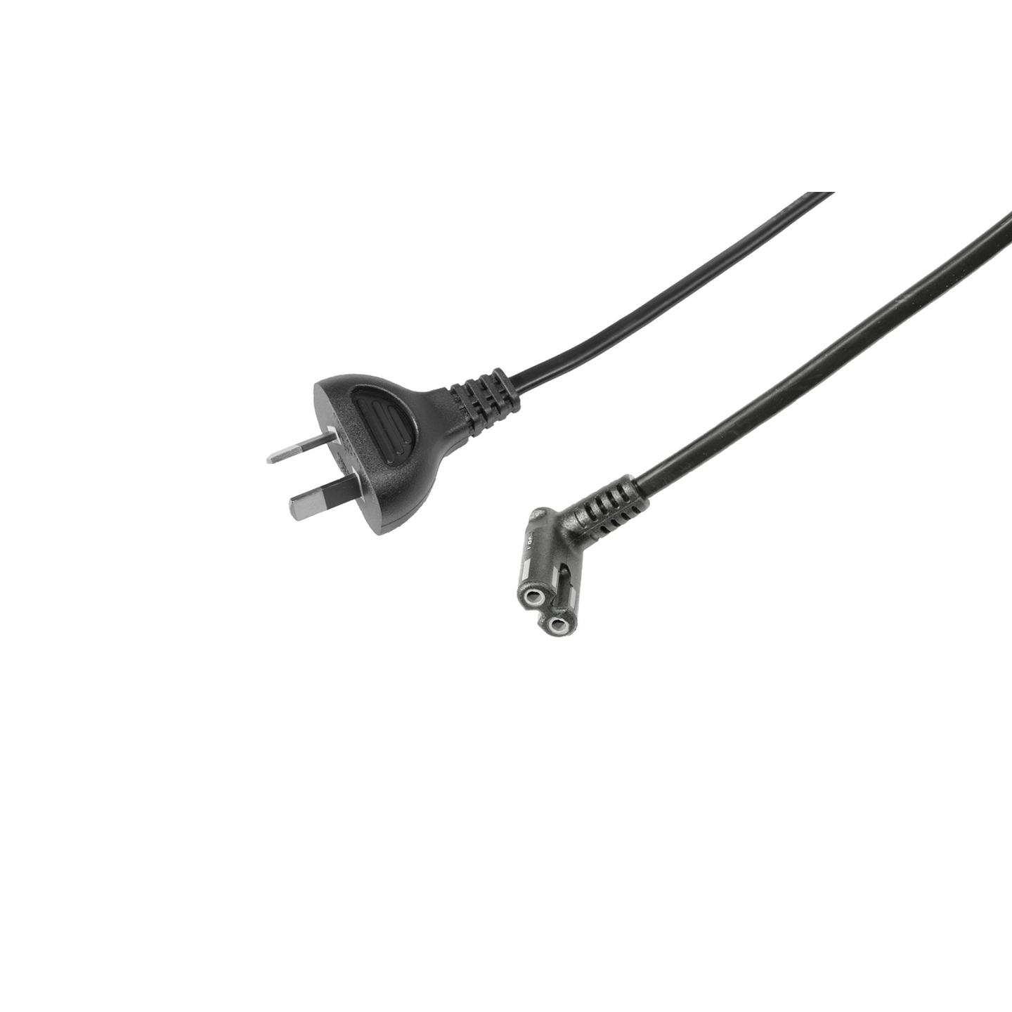 2 Pin Fig 8 Mains Plug to IEC C7 Right Angle Female - 1.8m