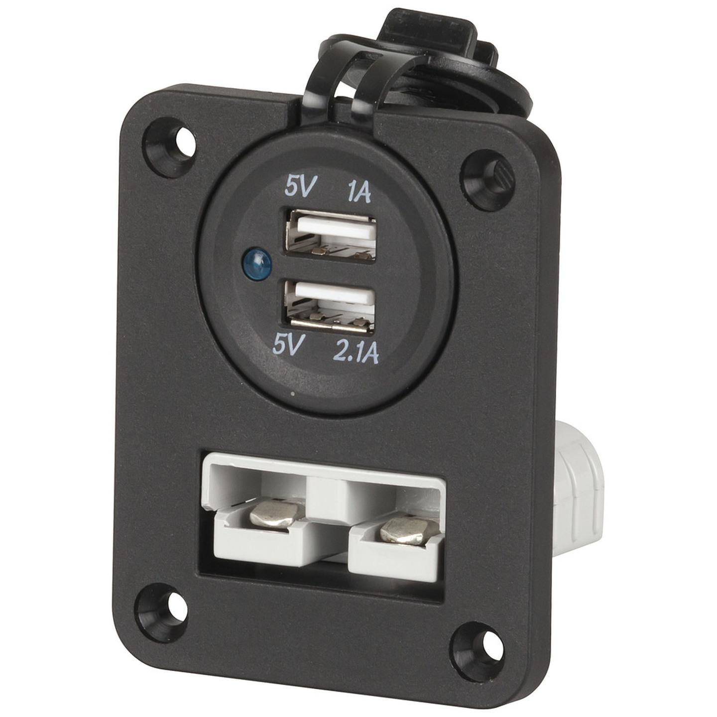 Panel Mount with High Current 50A Connector and USB Socket