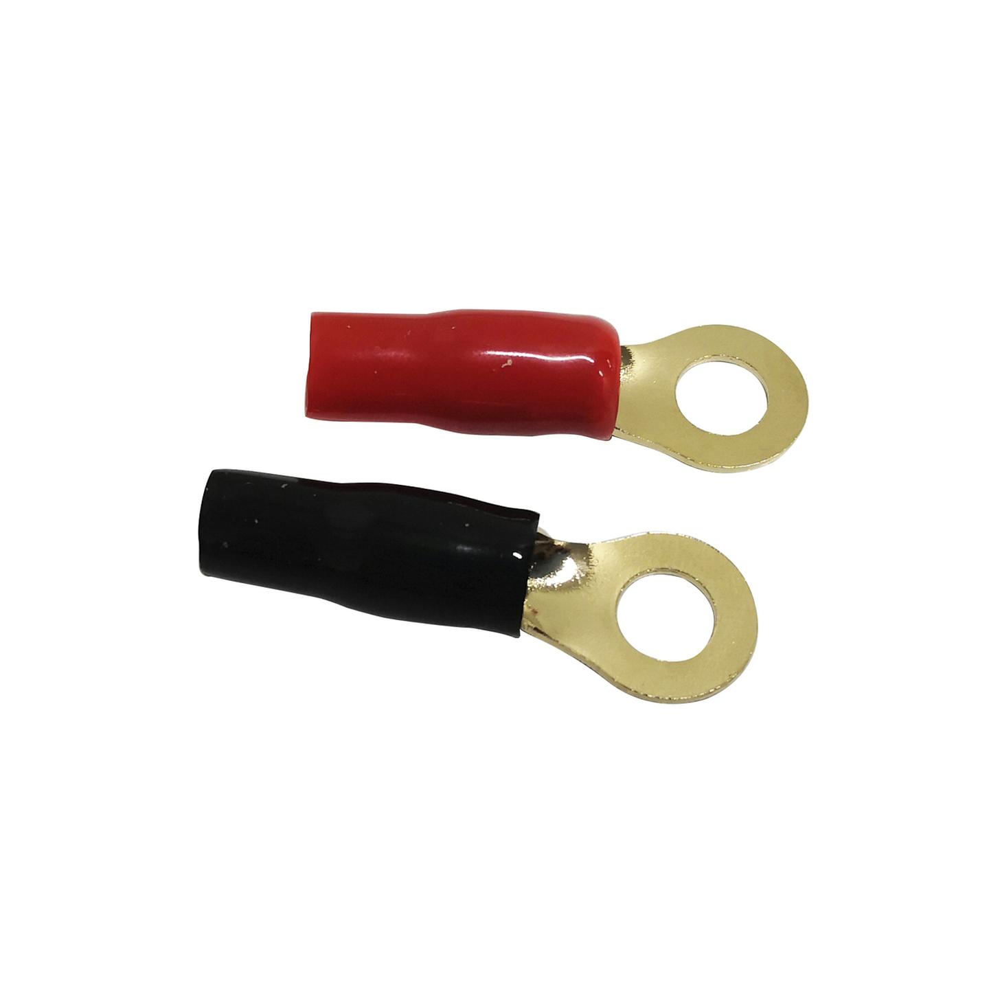 Red and Black Gold Crimp Cable Small Eye Terminals - Pack of 2