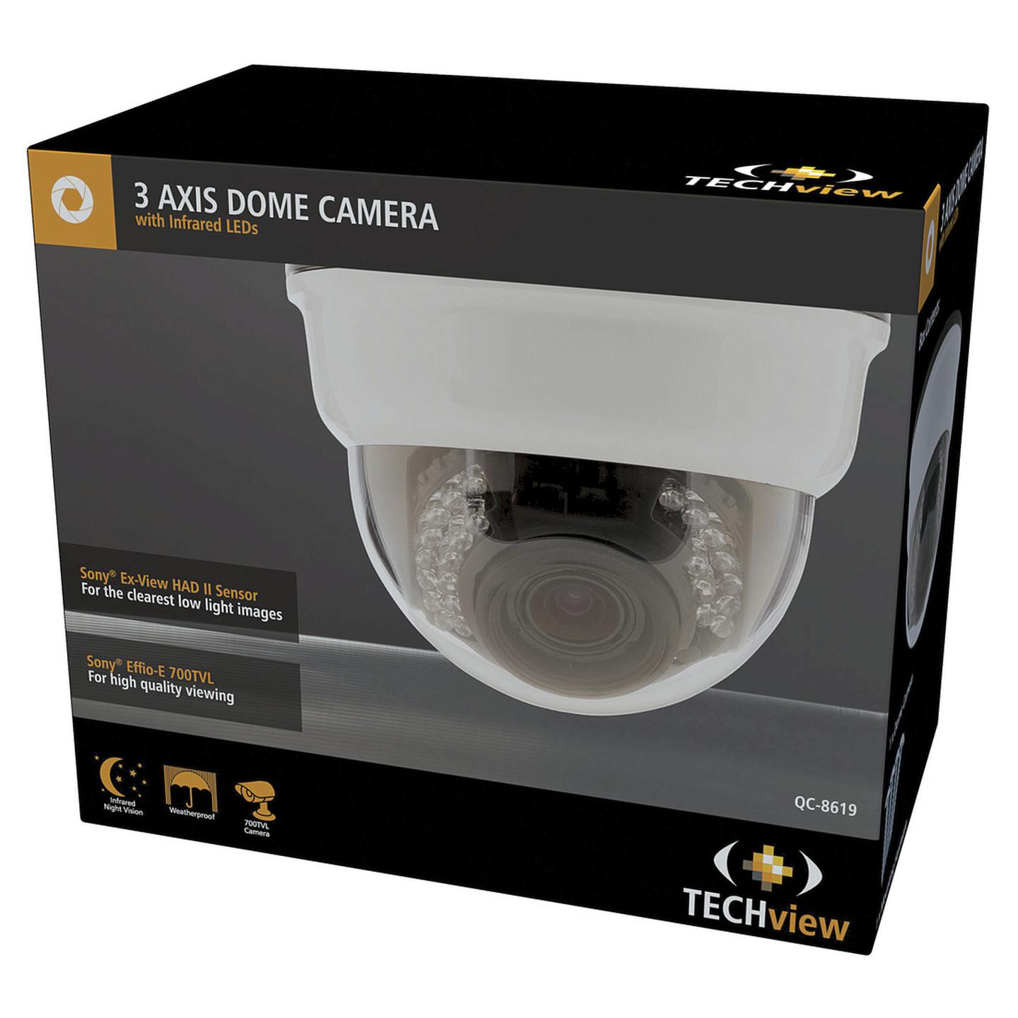 3-Axis Dome Camera with IR 650TV Lines