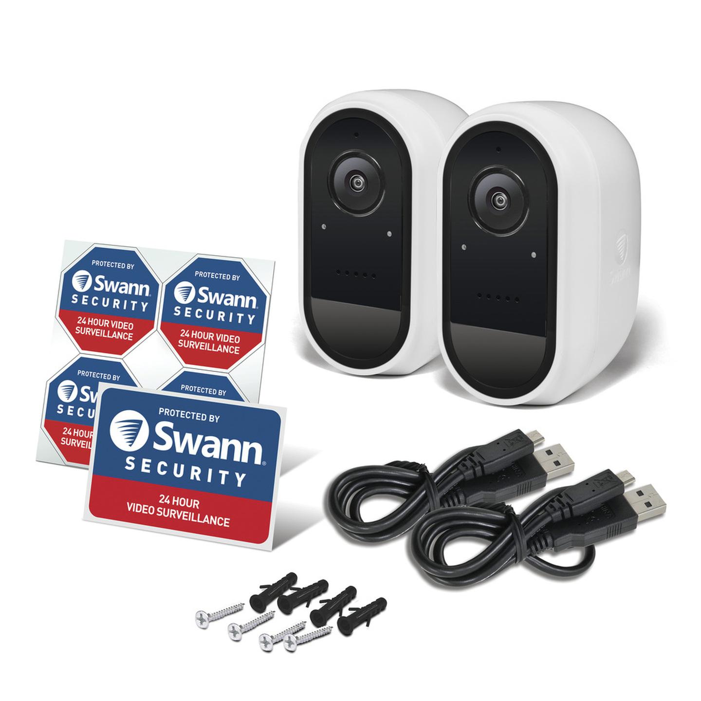 Swann 1080p Battery Powered Twin Pack Smart Wifi Camera