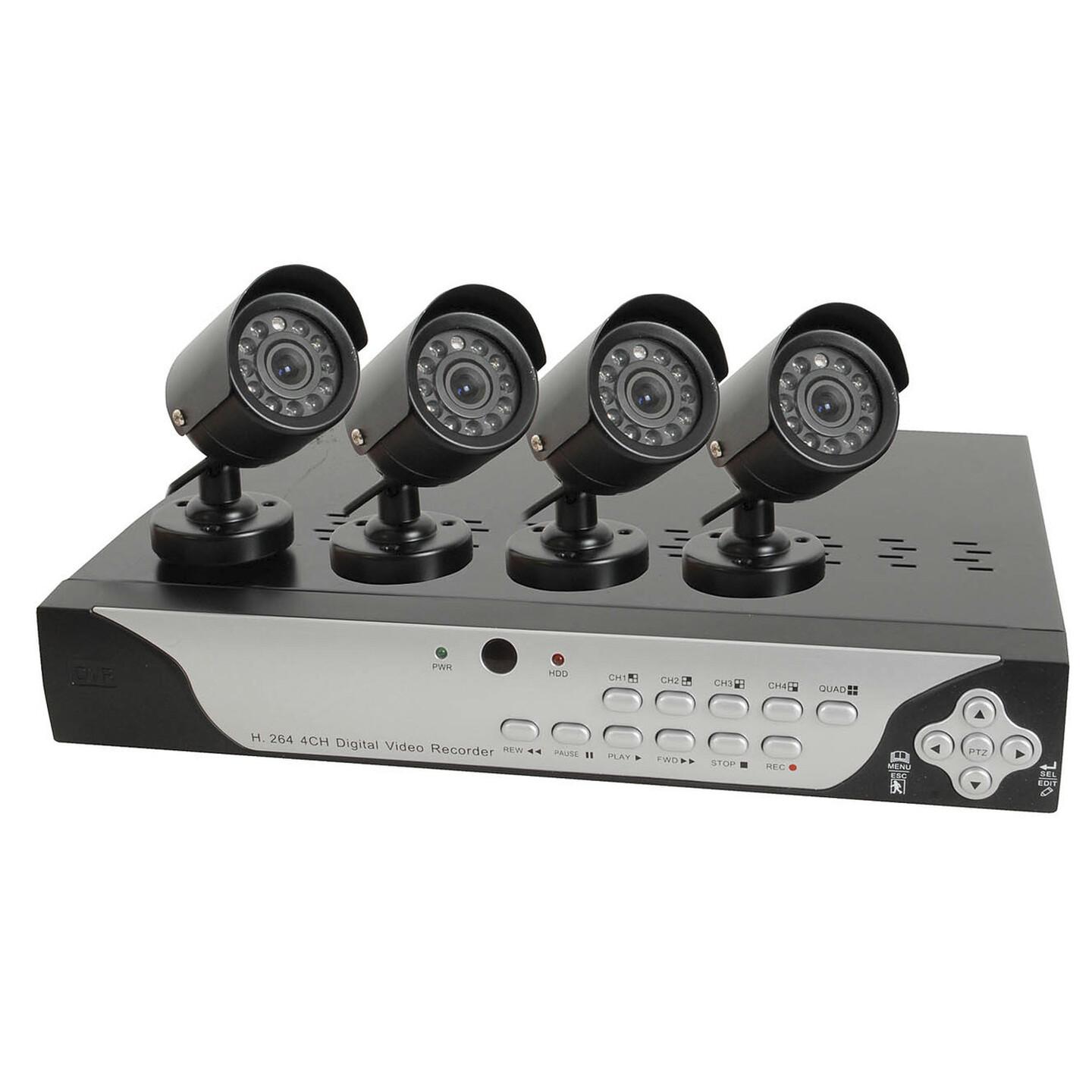 4 Channel DVR Kit with 4 Outdoor Cameras Set