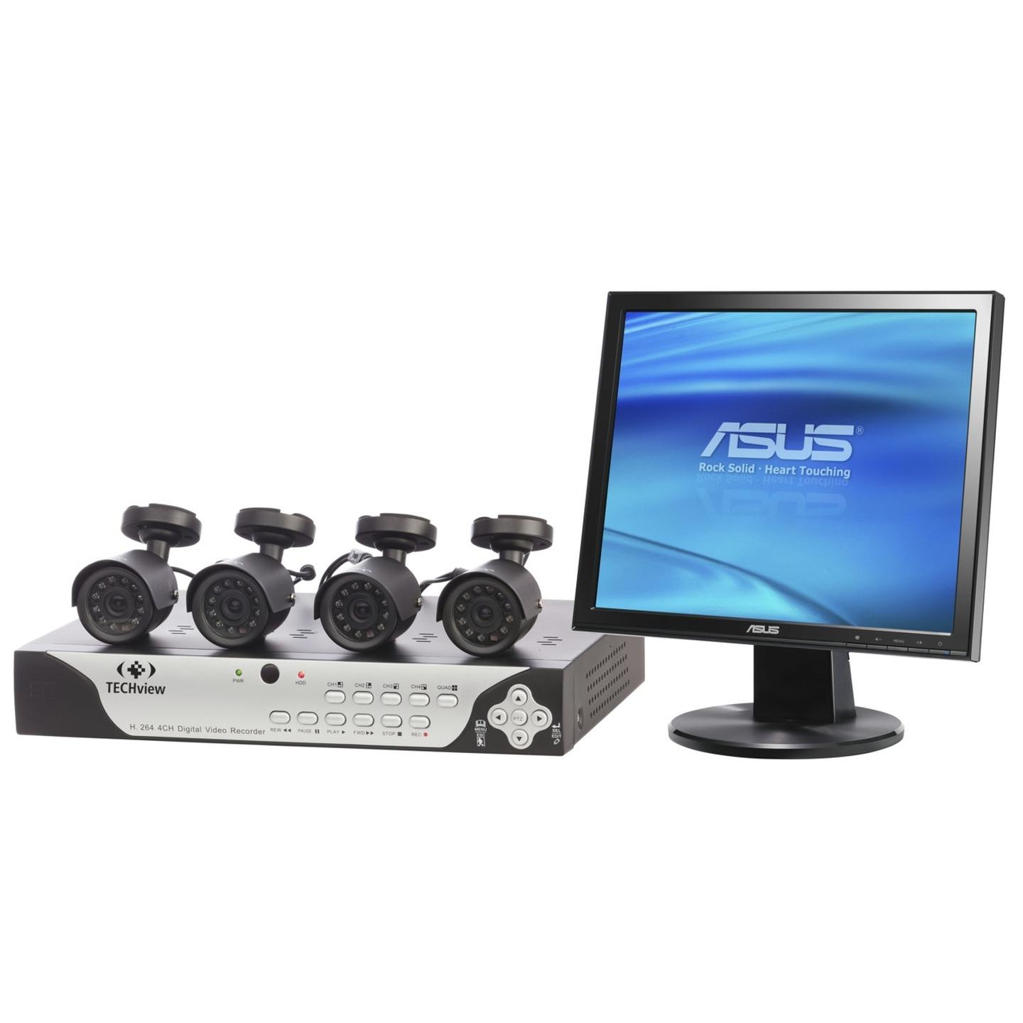 4 Channel DVR Kit with 17 ASUS Monitor and 4 Cameras