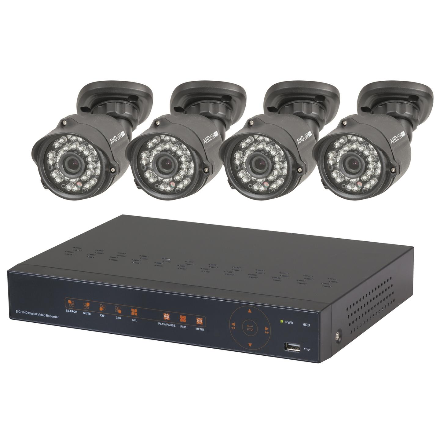 4 Channel 1080p DVR Kit with 4 x 1080p Cameras