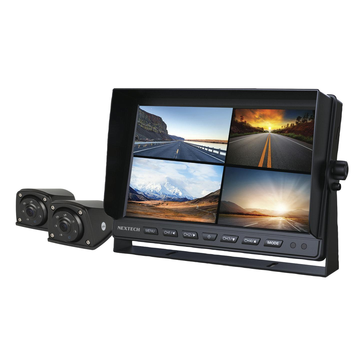 7 Inch 1080p LCD Monitor Kit with Built-In 4CH AHD Vehicle DVR and 2 x Wedge Style Vehicle Cameras