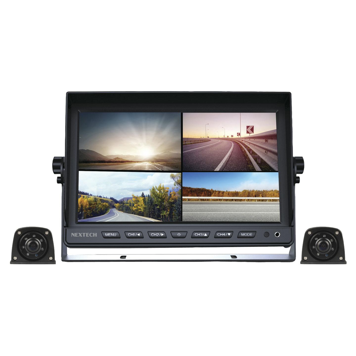 7 Inch 1080p LCD Monitor Kit with Built-In 4CH AHD Vehicle DVR and 2 x Wedge Style Vehicle Cameras